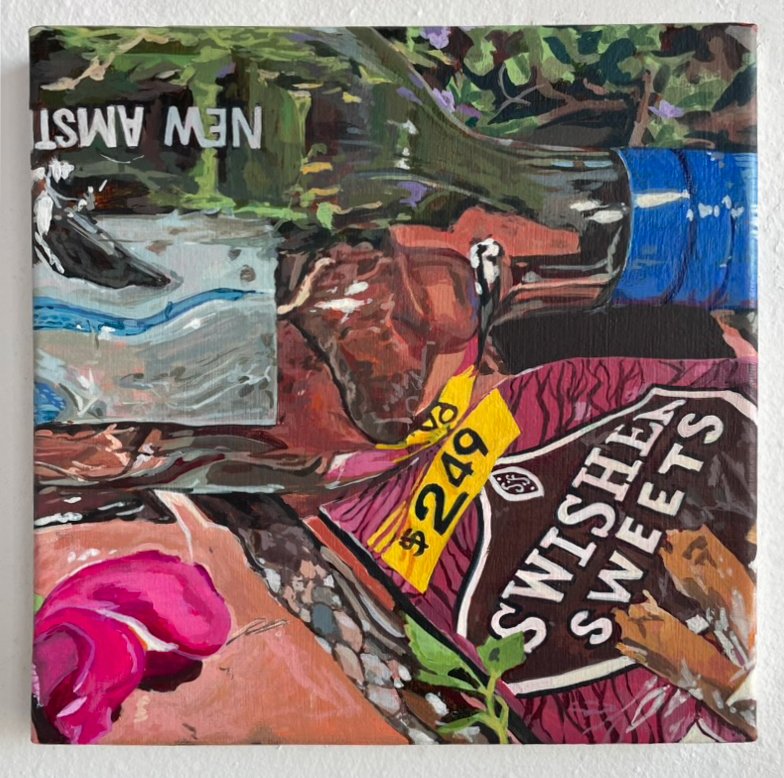 "New Amsterdam and Swisher Sweets", Acrylic on Canvas, 8" x 8", 2024