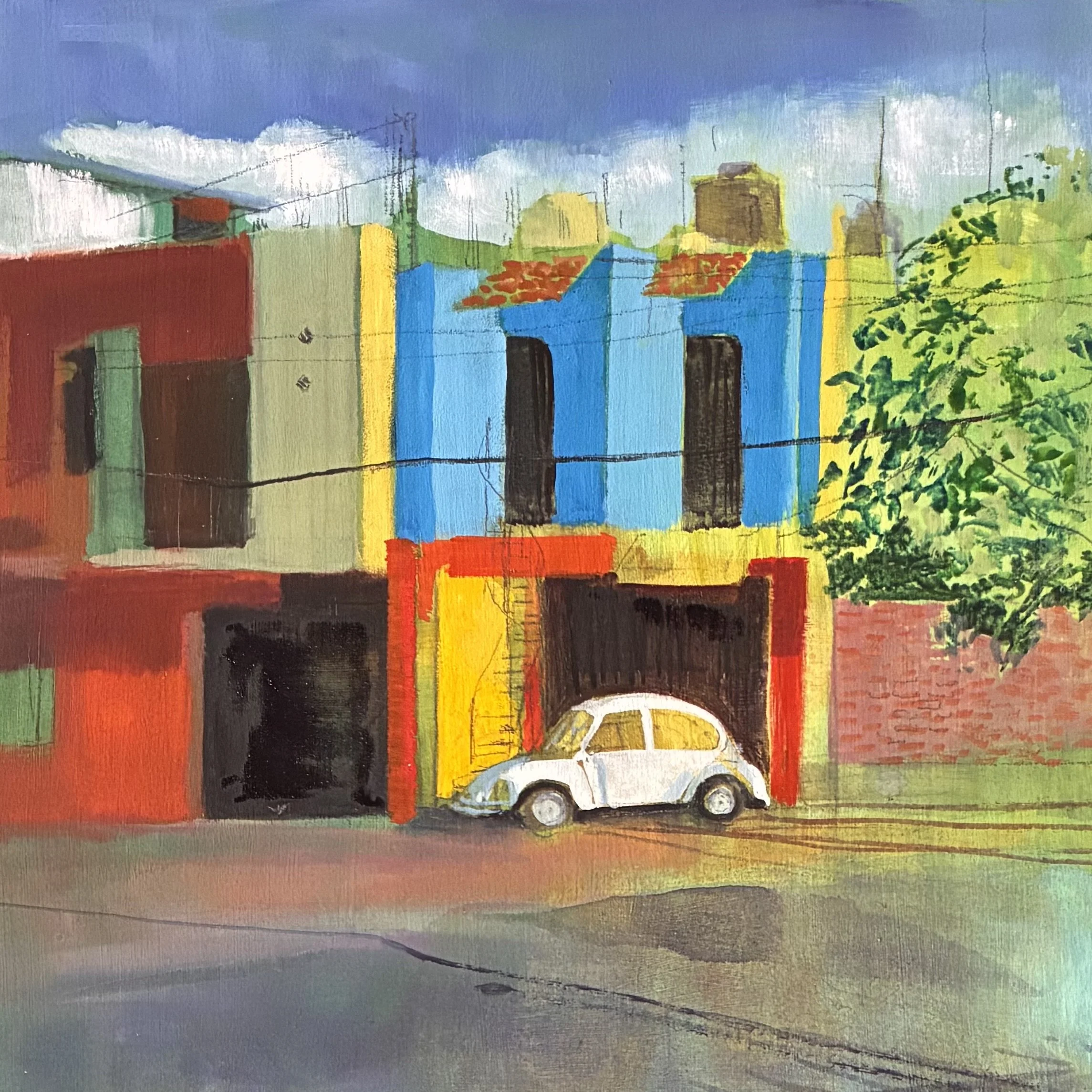  Little Bug , 2026. Gouache on panel, 8" x 8".