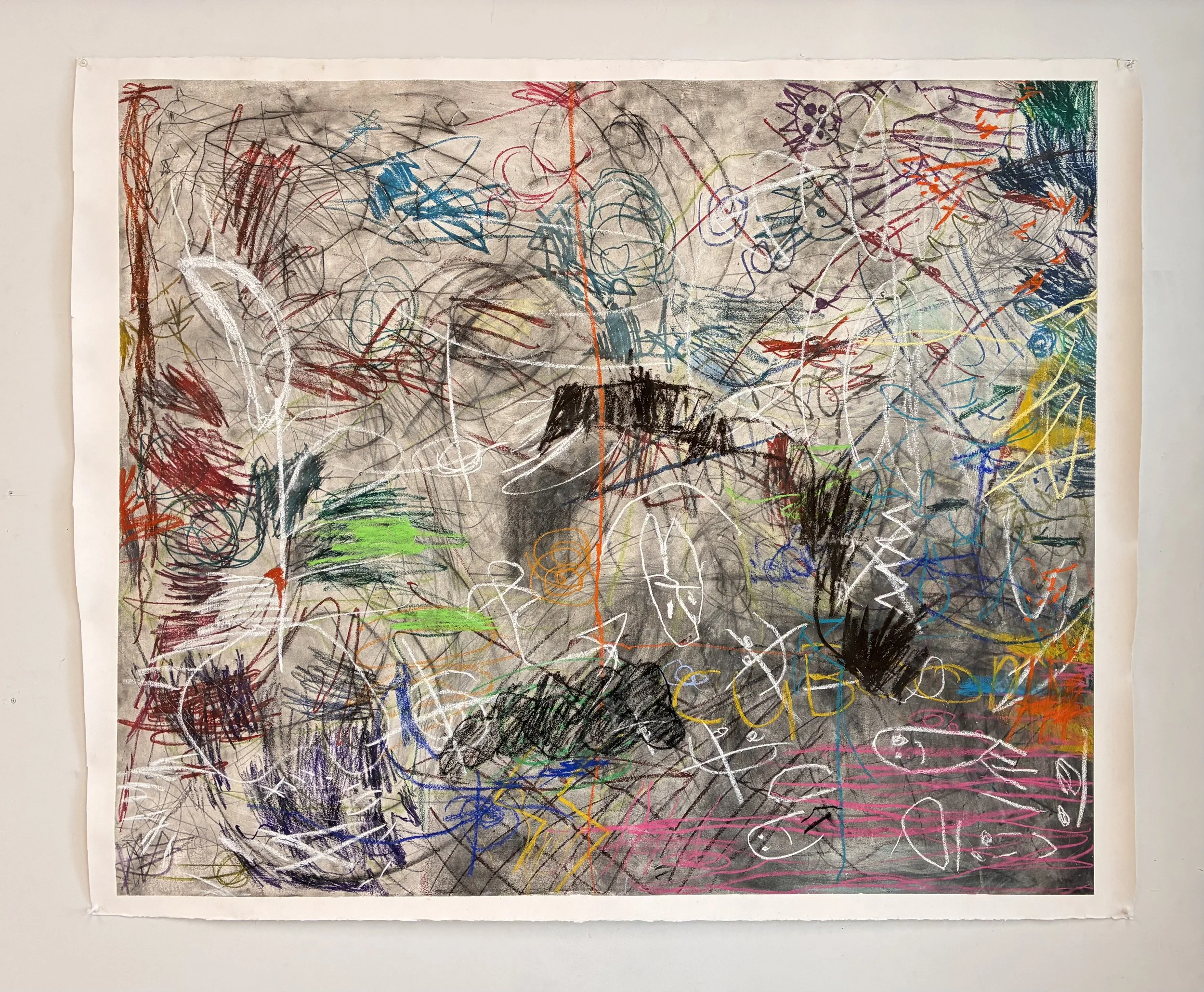  Window of Opportunity/Cuboom , 2026. Made in collaboration with AAC and EAC. Mixed media on Arches paper, 42" x 60".