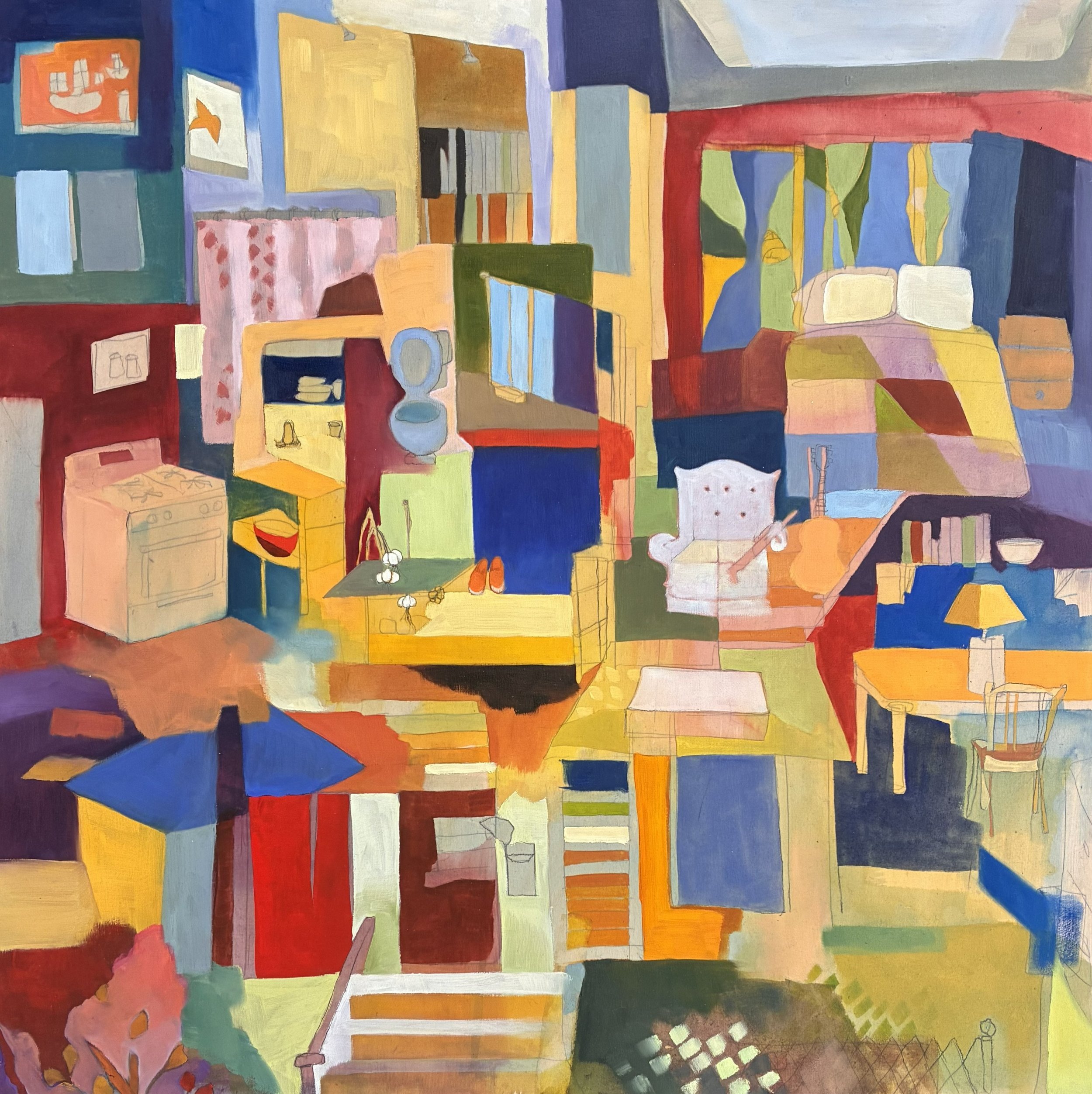 Detail: Remembering/Forgetting Cambridge, 24" x 24" section of full piece