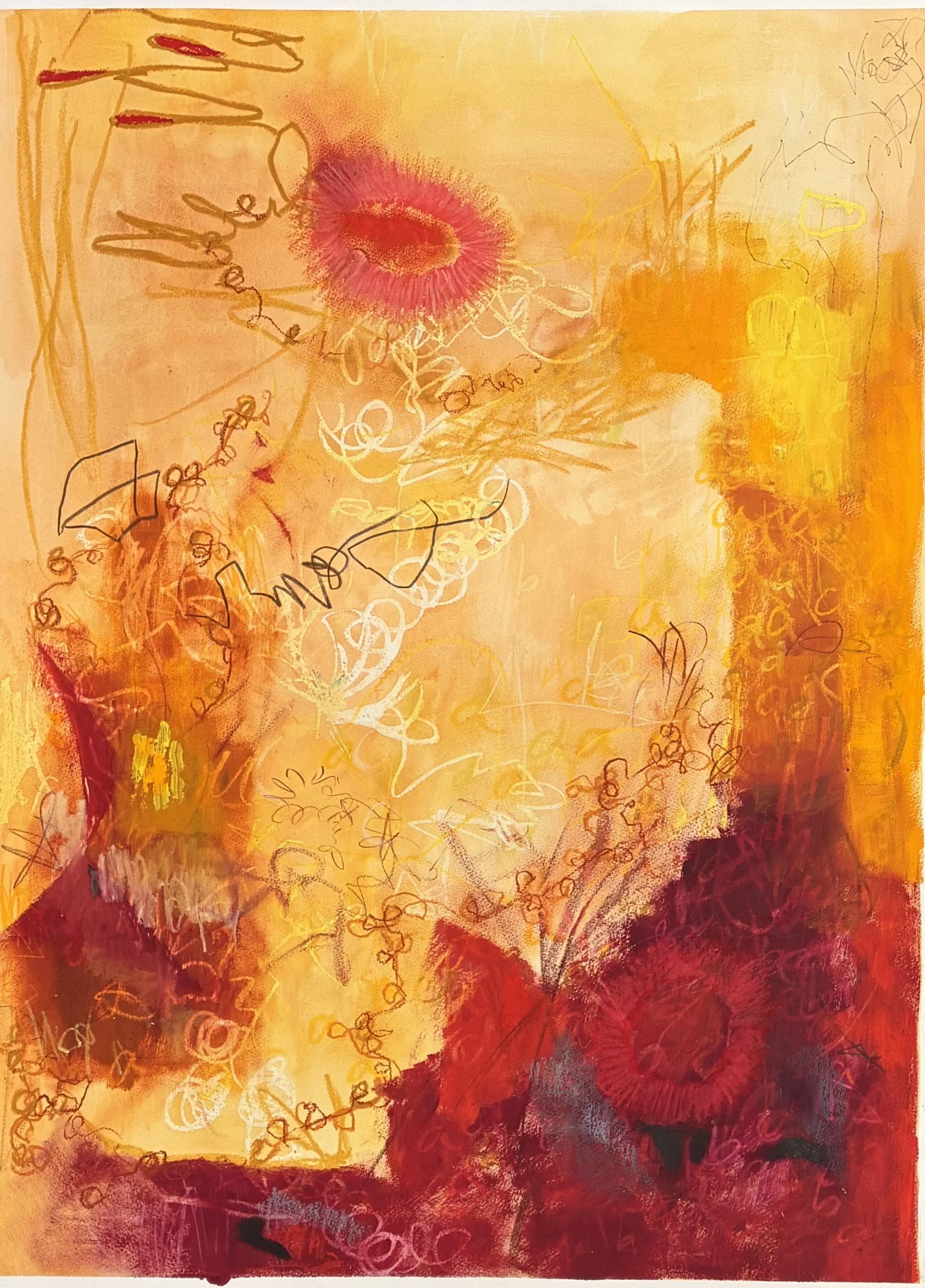  Edges of my Laughter , mixed media on Arches paper, 30" x 22"