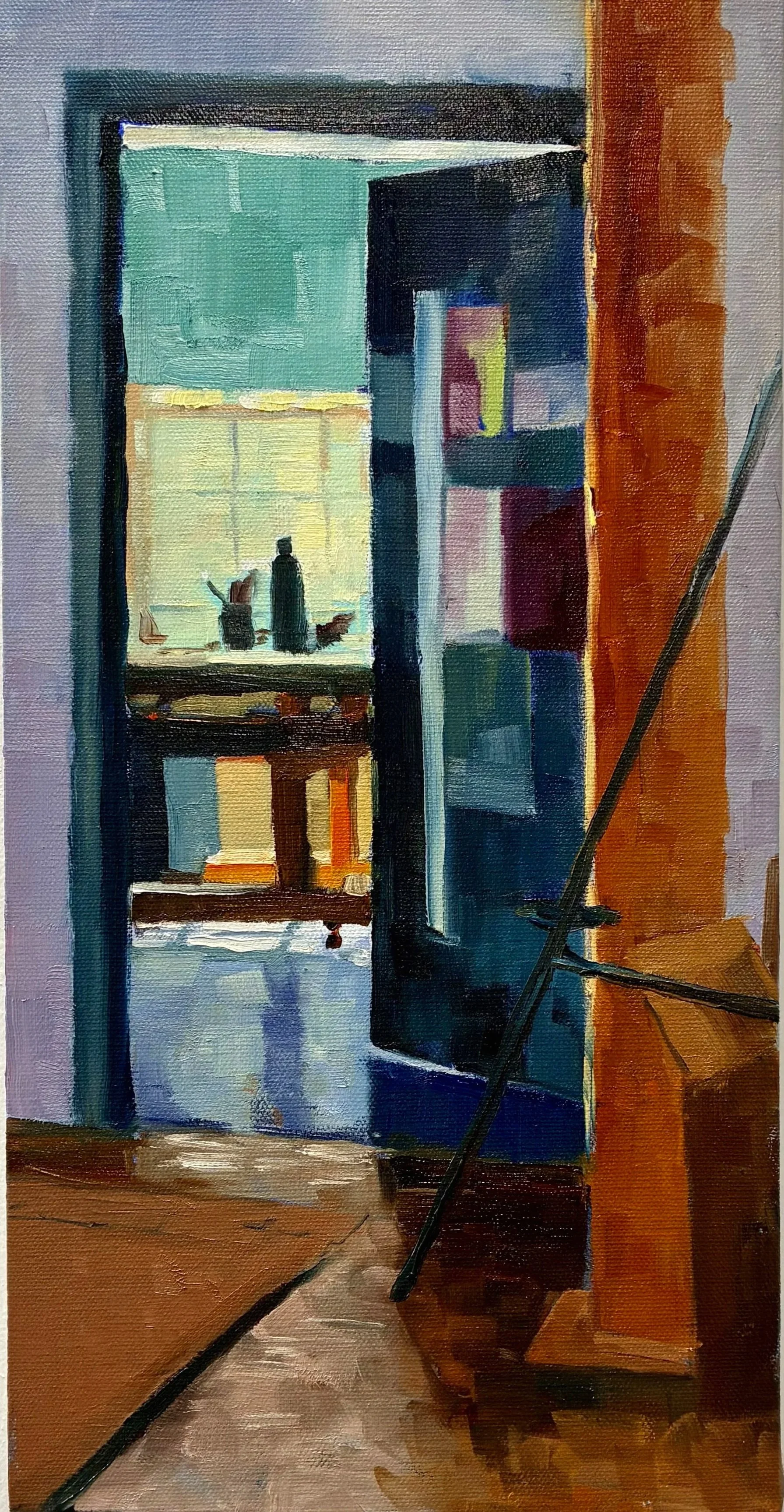  Is Sally Here?  2026. Oil on canvas, 16" x 8"