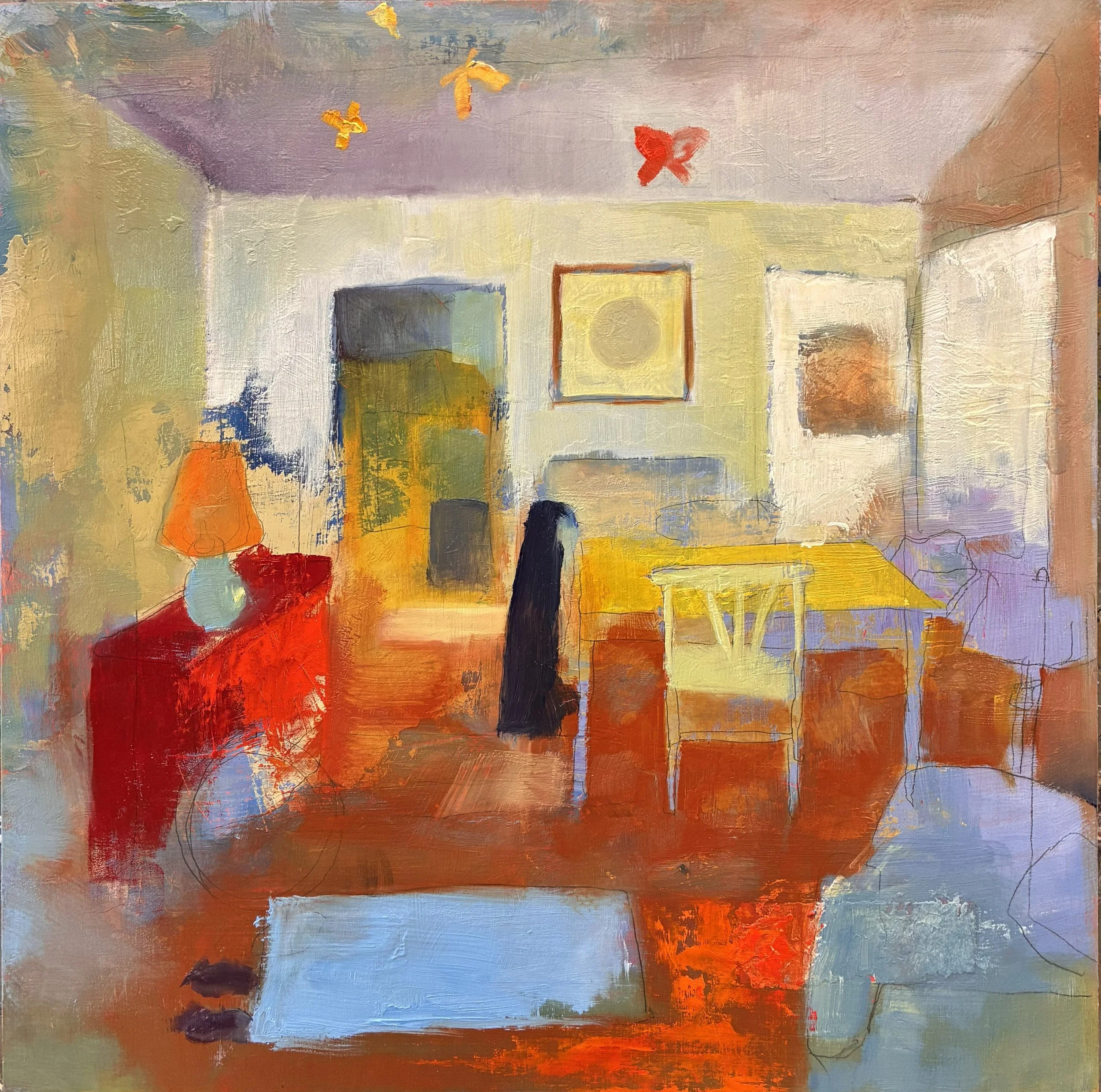  That Time You Taped Paper Butterflies to the Ceiling and they Came to Life , 2026. Oil on panel, 12" x 12".