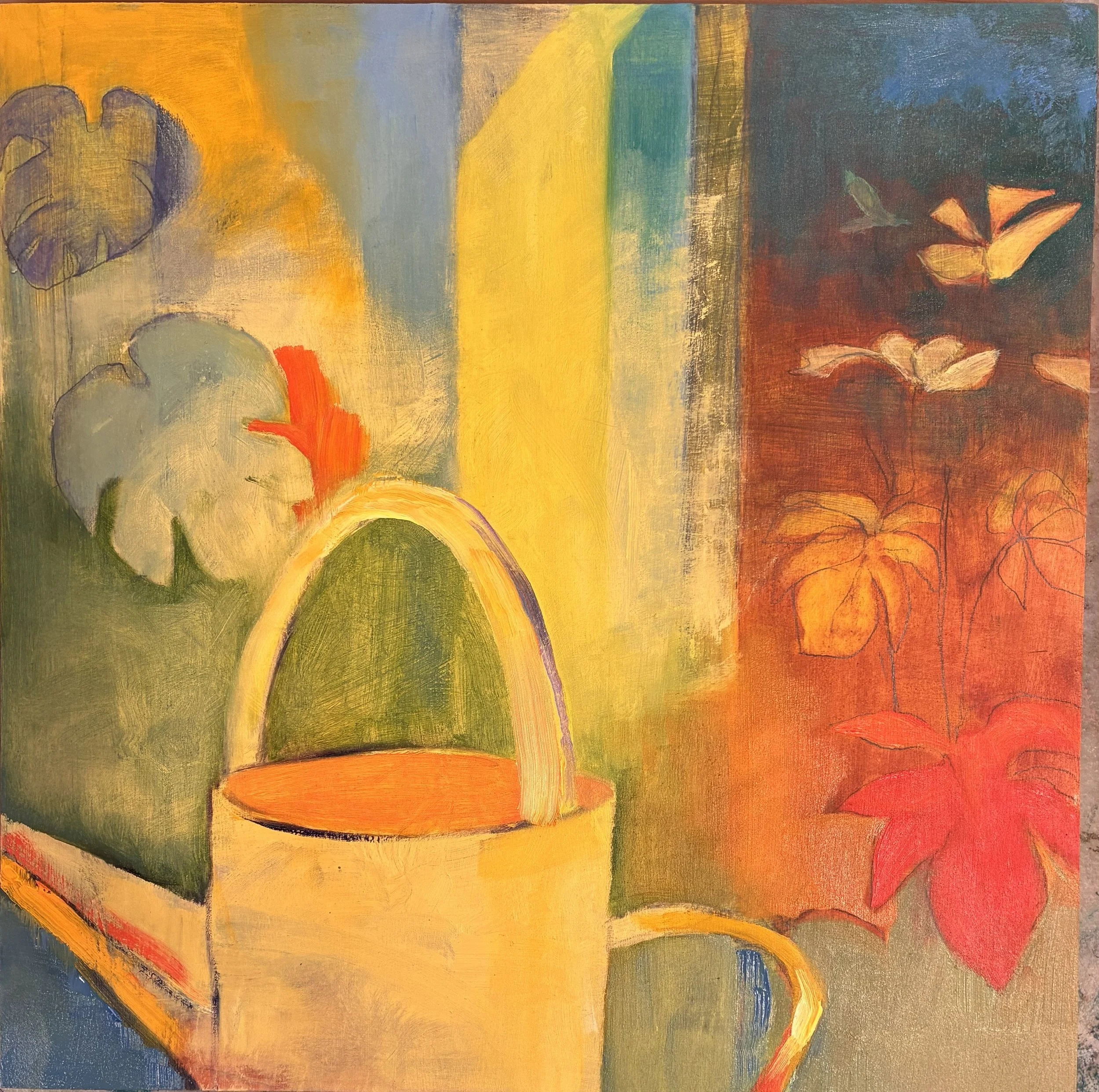  Watering Can , 2026. Oil on panel, 12" x 12".