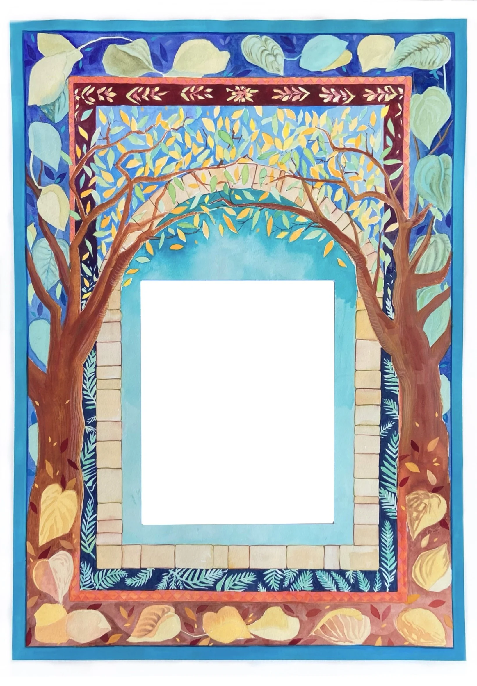 Australian / American Interfaith Ketubah, 2025. Gouache on Rives BFK paper, 30" x 22". 