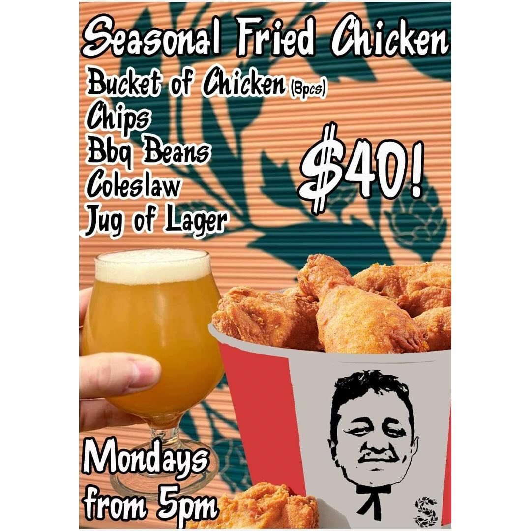 New Monday special coming at you hot! 

Fried Chicken, Sides and a Jug of freshly made Lager from our brewery for $40

Starting next week (April 22nd), we will be opening with super limited numbers from to gauge how much we should make for you. So co