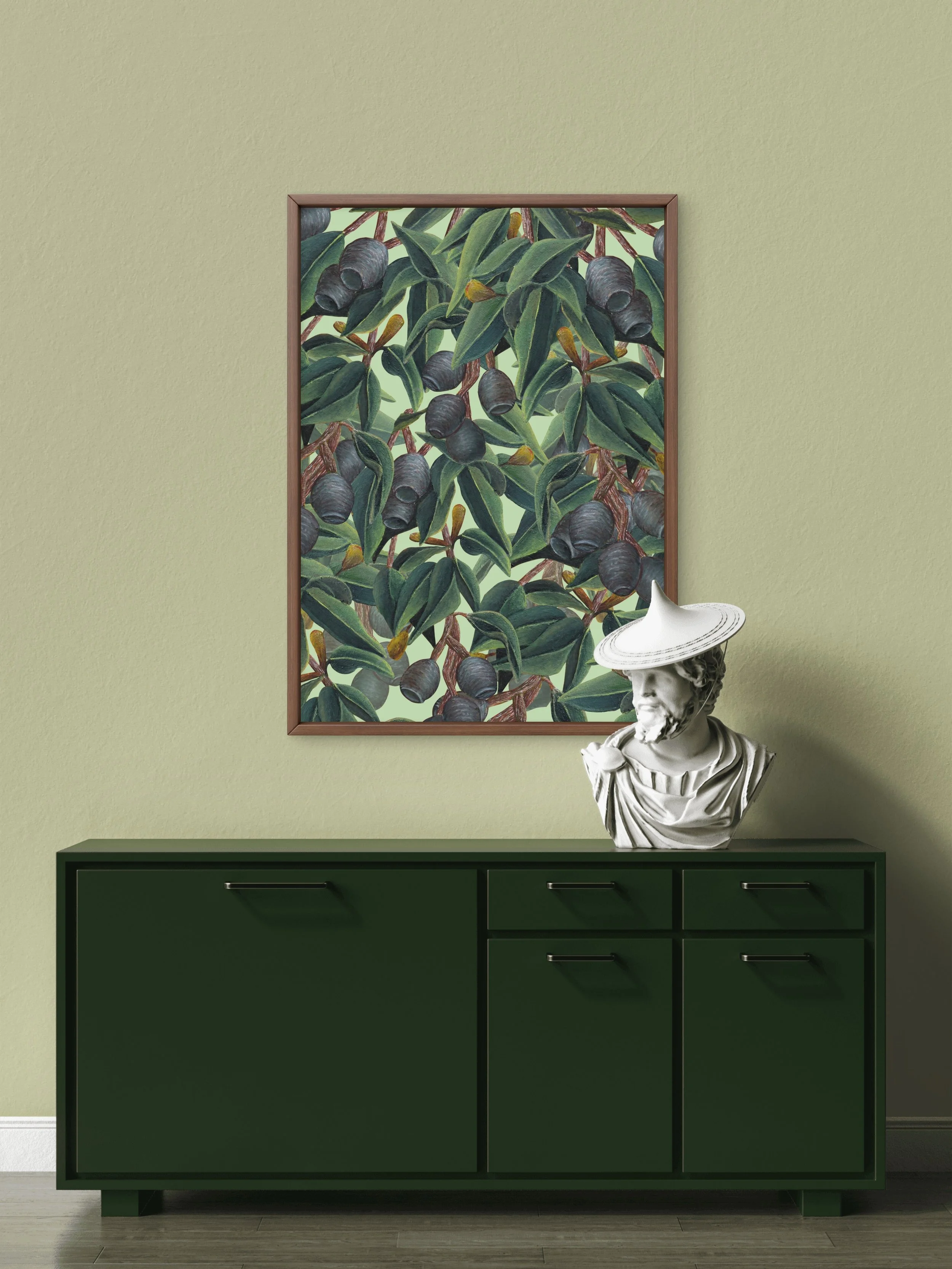 Eucalyptus Foliage on Mint Green – Fine Art Print