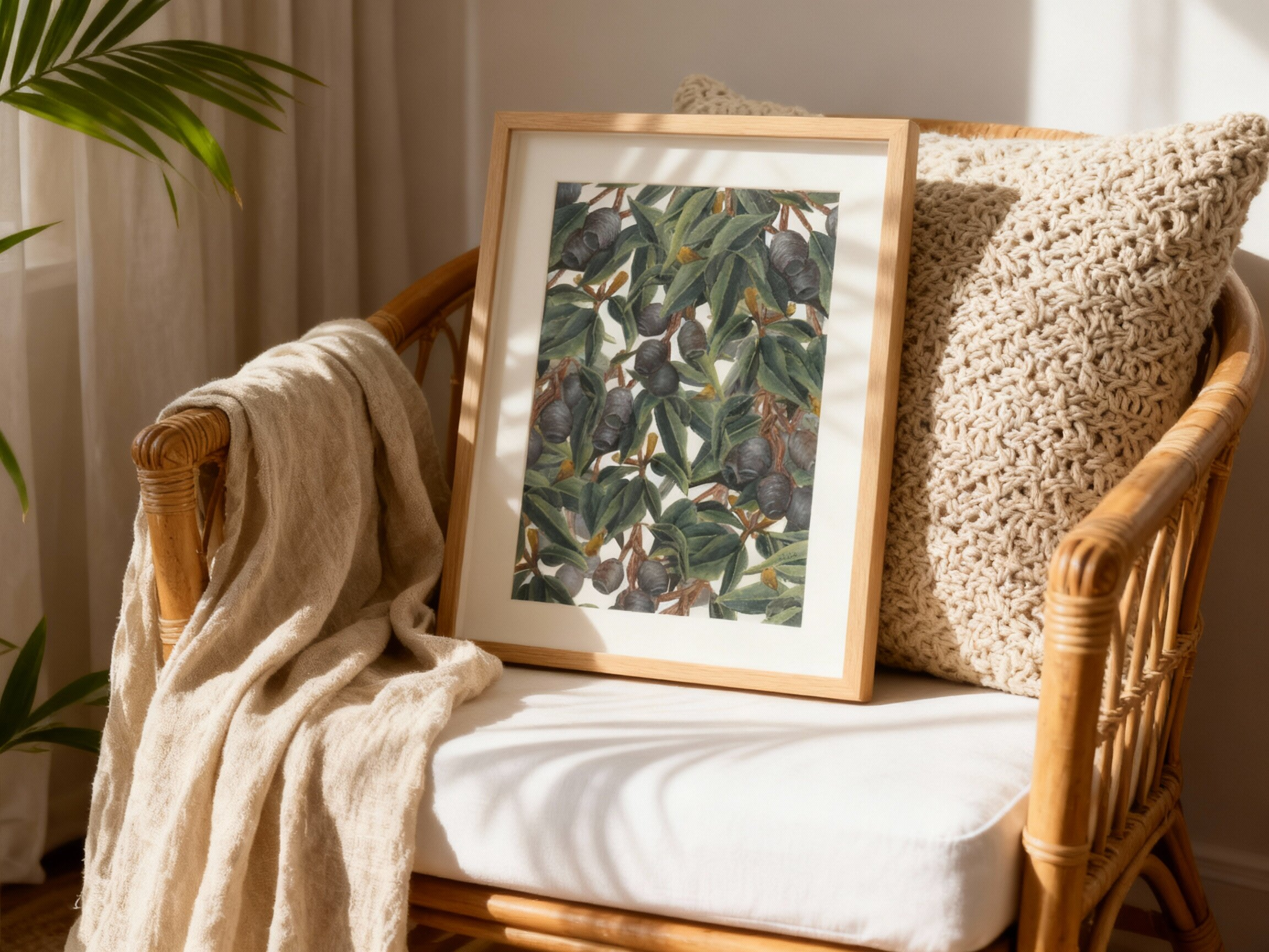 Eucalyptus Gum Leaves on Milk White – Fine Art Print