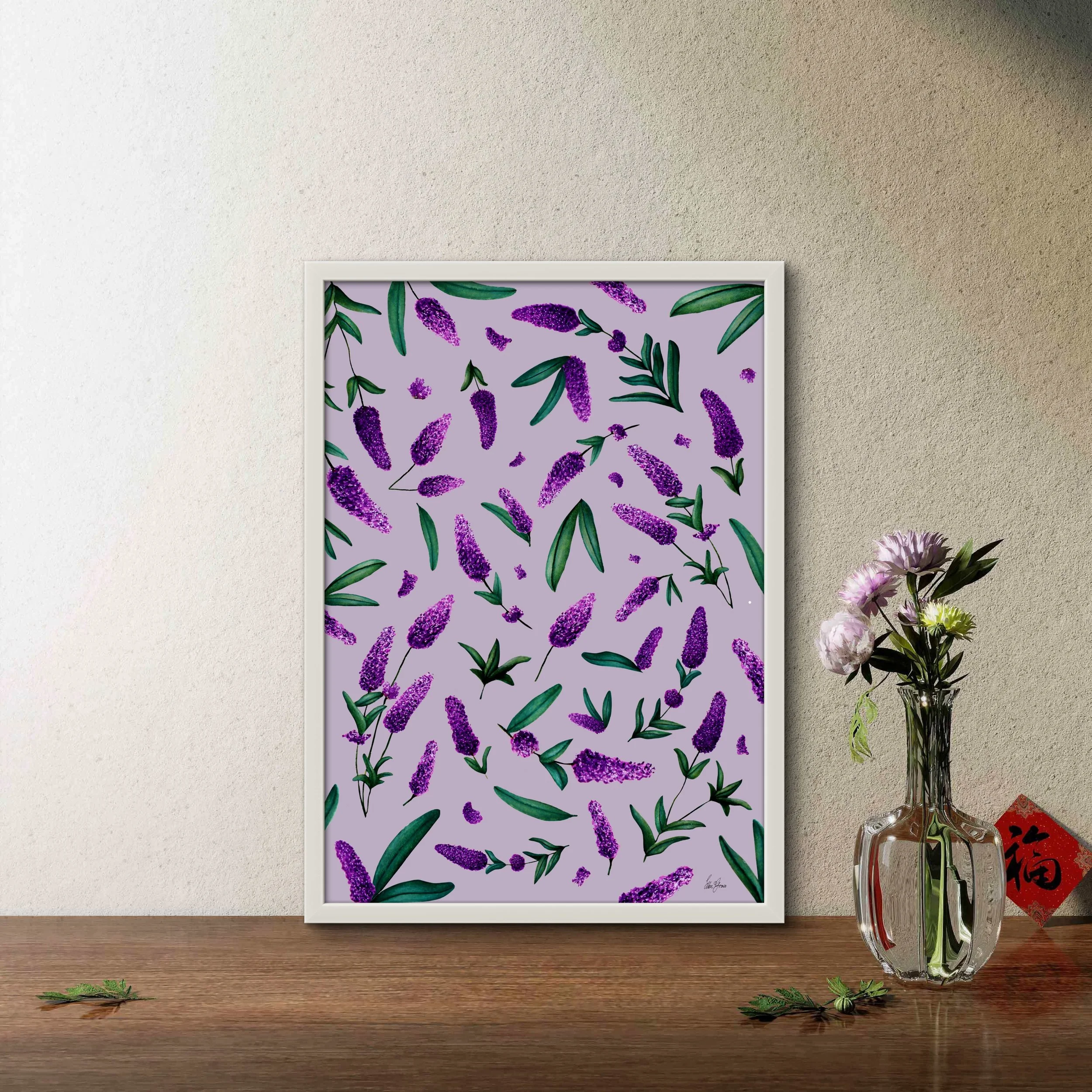 Lavender Sprigs on Lilac Purple – Fine Art Print