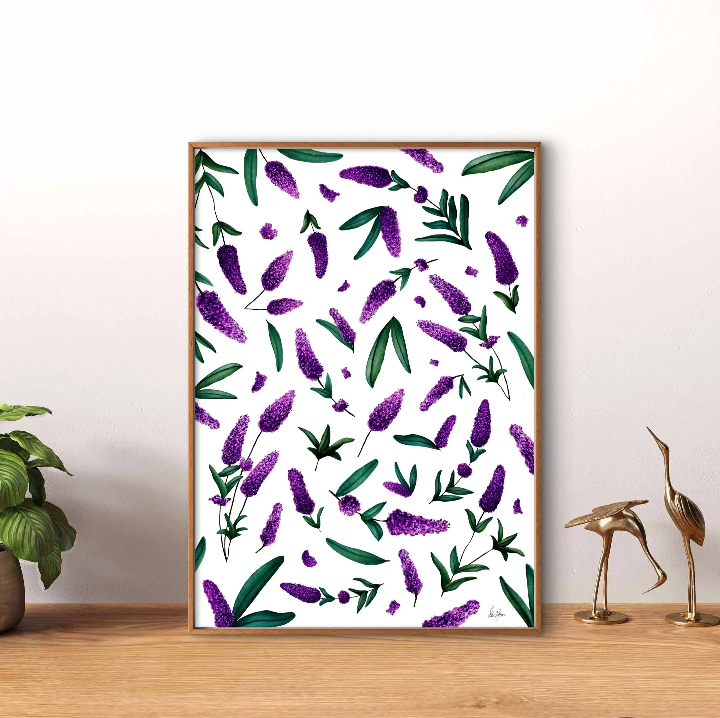 Lavender Sprigs on Milk White – Fine Art Print