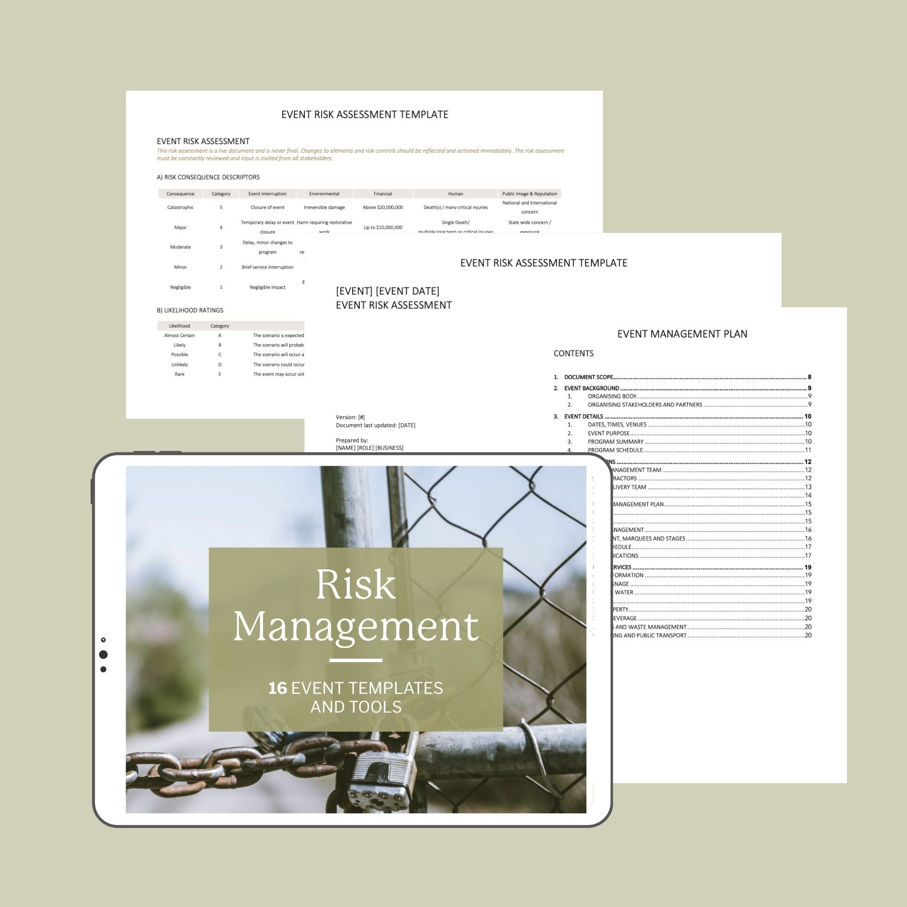 Event Risk Management Templates — Event Kit AwardWinning Event Agency