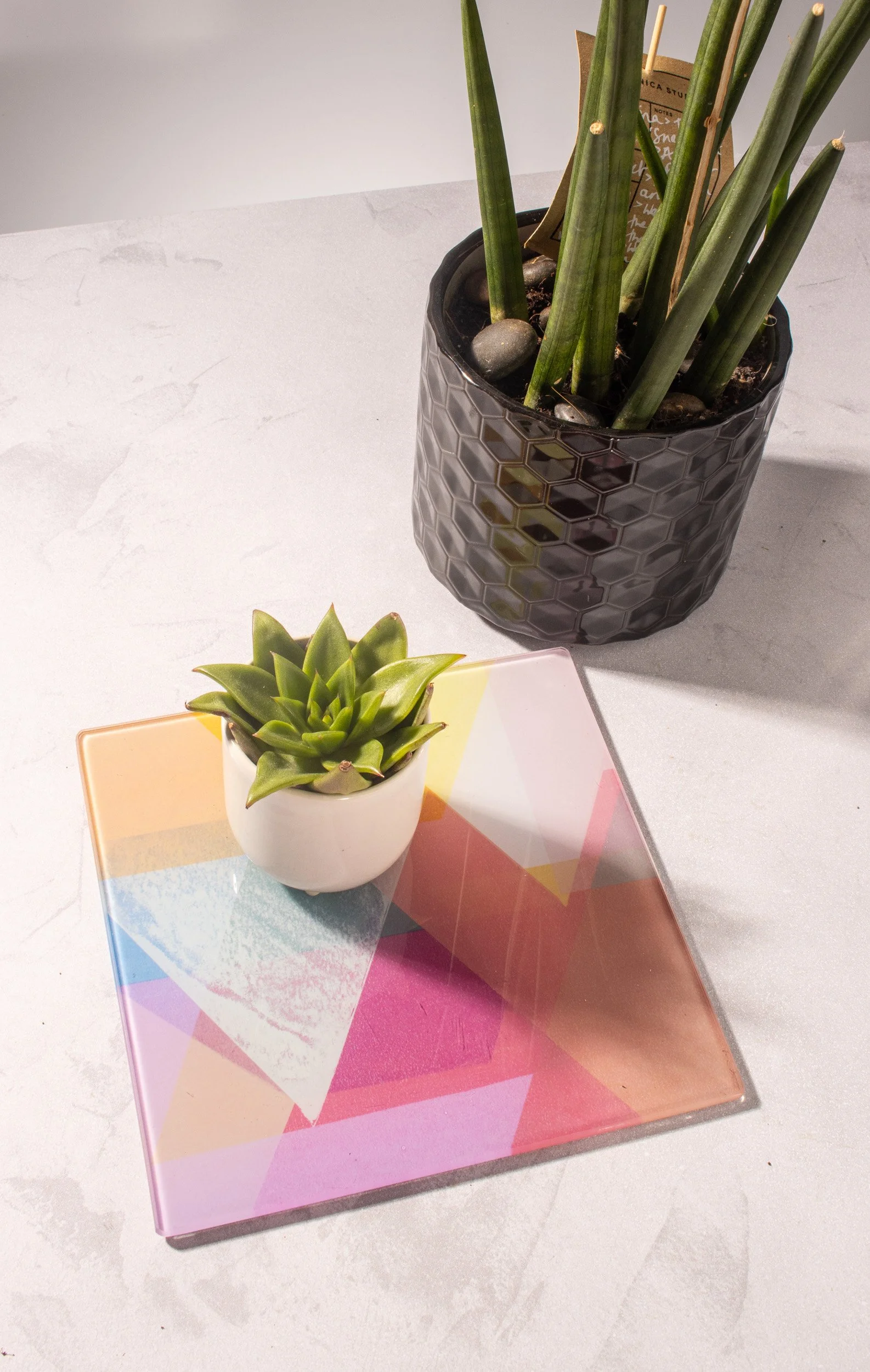 A way through pink abstract heatproof trivet
