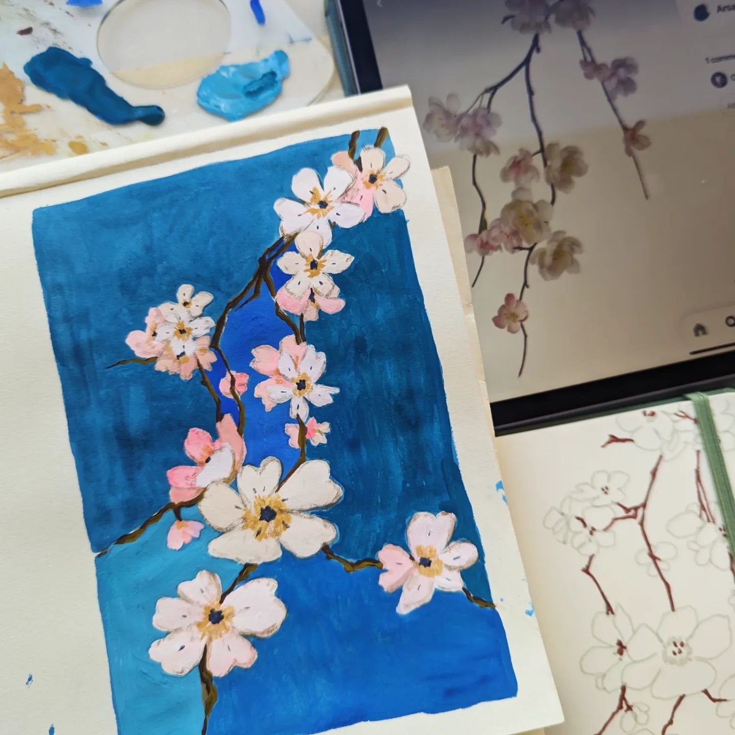Cherry blossom studies for the weekend 🌸💮
.
.
#artistsketchbook #flowerssketch #artstudy