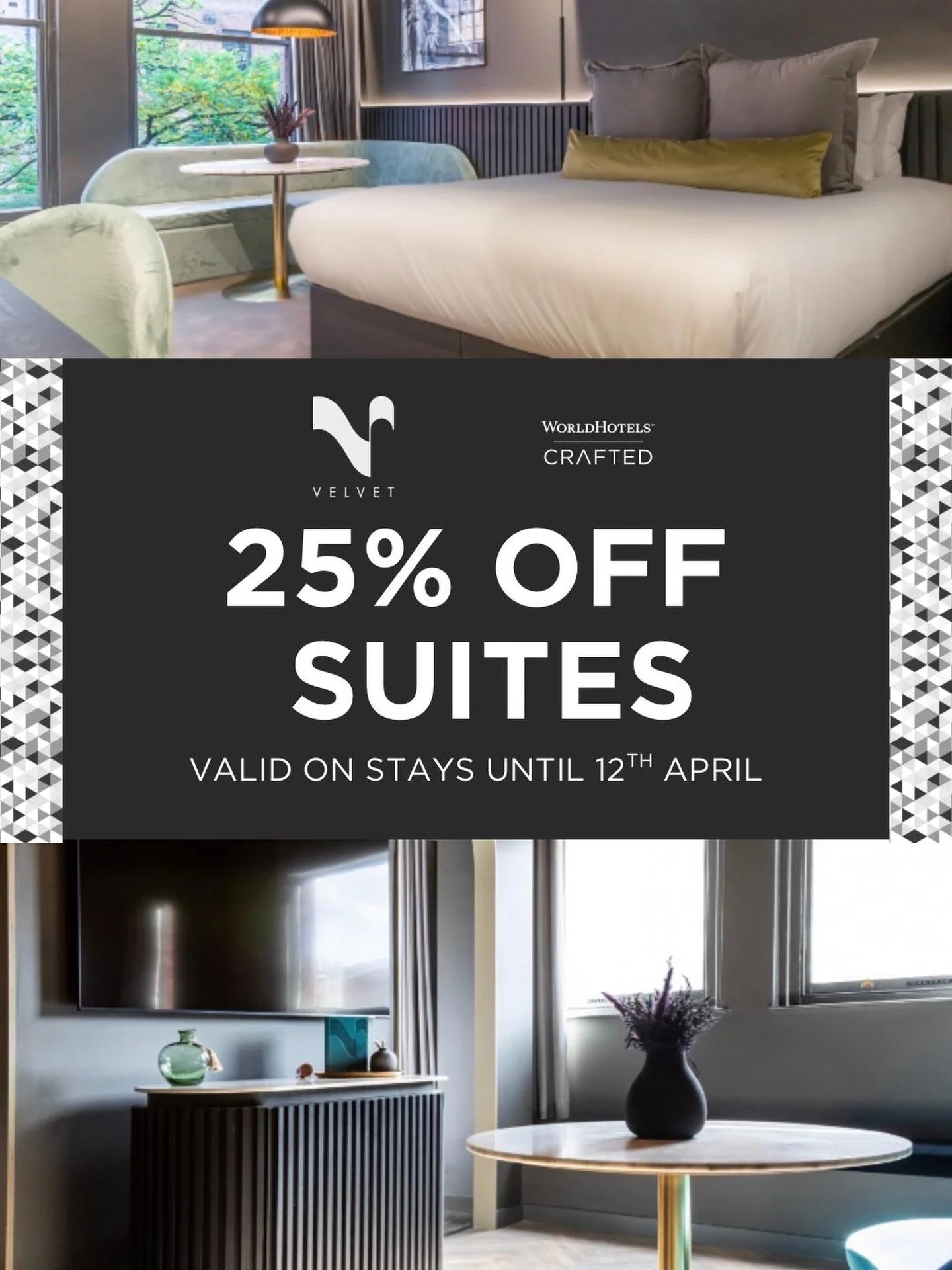 25% off suites at Velvet&hellip; your indulgent luxury moment starts here ✨

One night, upgraded. Think bold industrial interiors, plush space to unwind, and the buzz of Canal Street right outside when you&rsquo;re ready for it.

Check in and enjoy:
