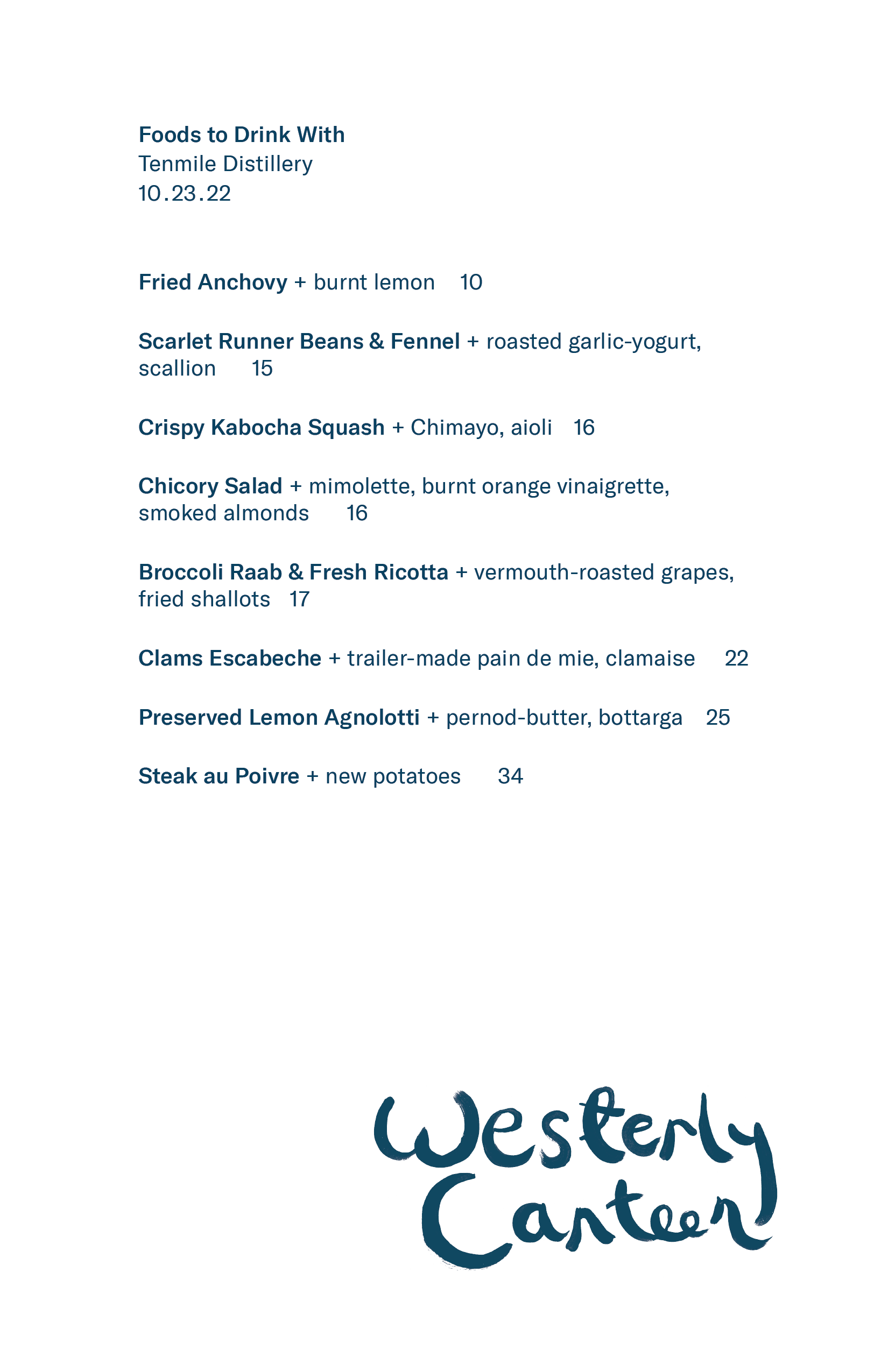 Flip through to see past menus!