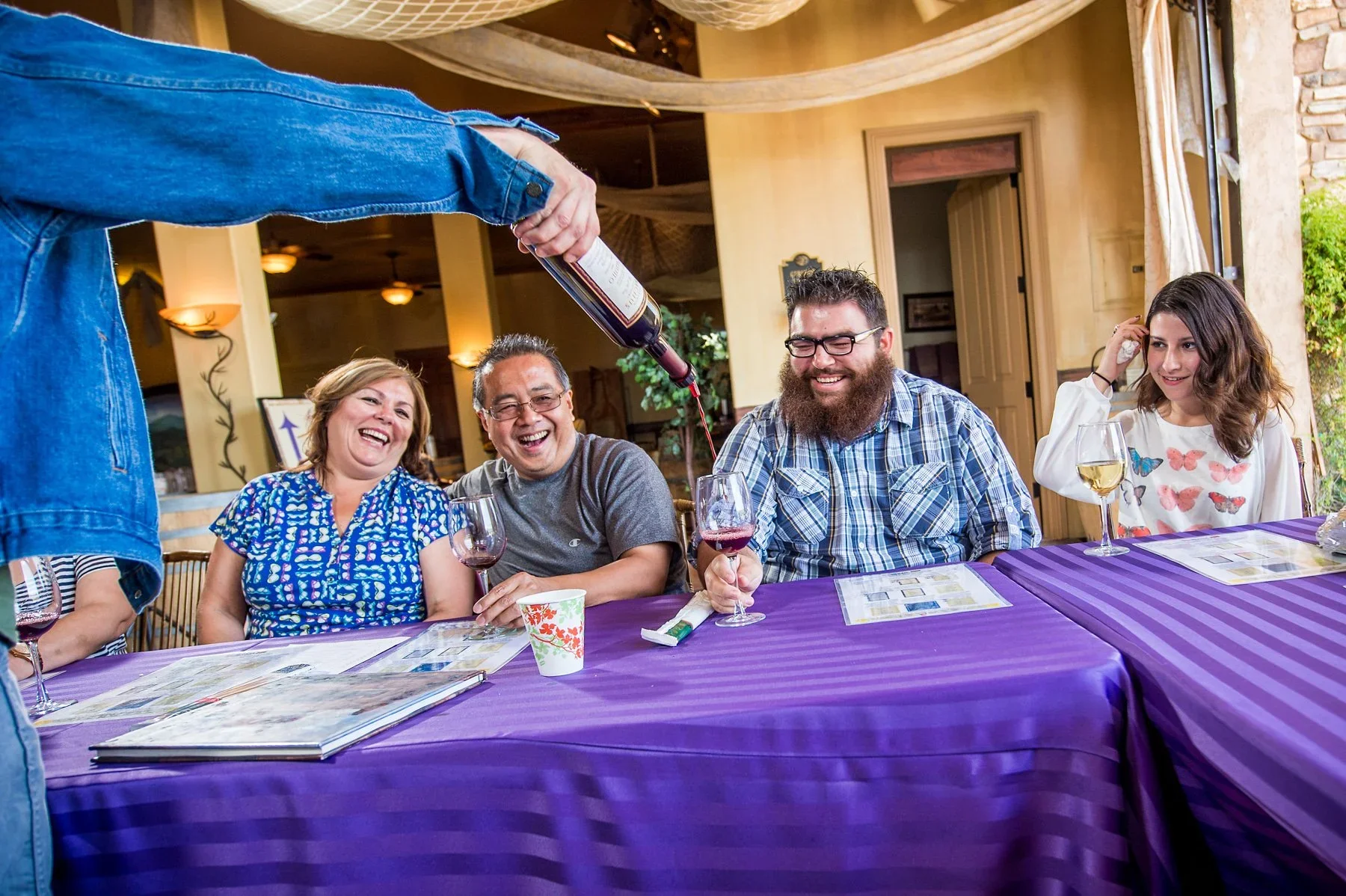Temecula wine tasting guests enjoy seated snacks at Gershon Bachus Vintners tasting room