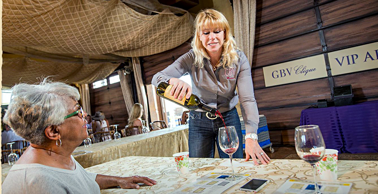 Private wine tasting Temecula with Gershon Bachus Vintners owner Christina Falik in members area