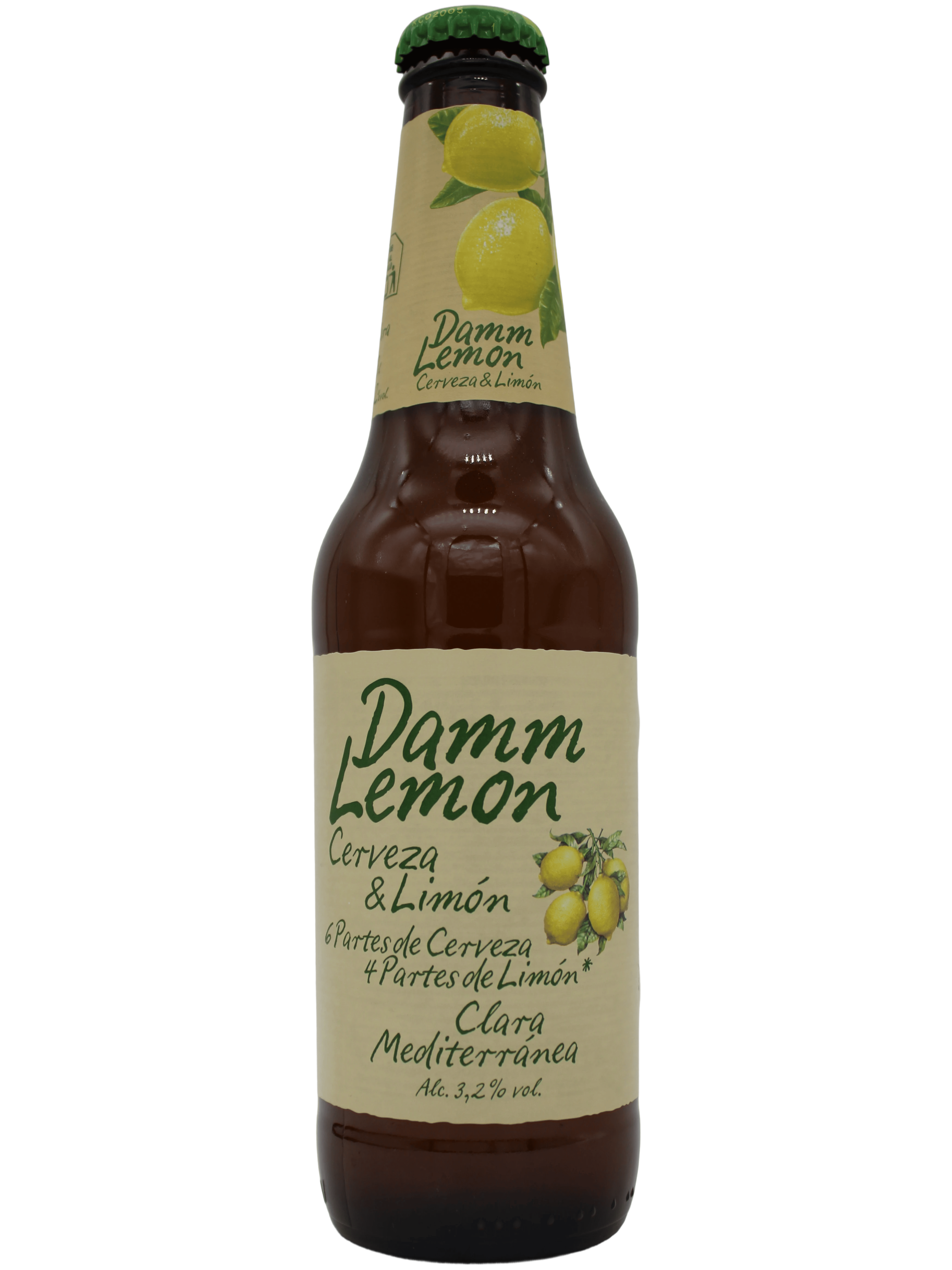 Damm Lemon 3.2% Lemon Shandy 330ml Bottle – Mediterranean-style lemon beer with real lemon juice and lime