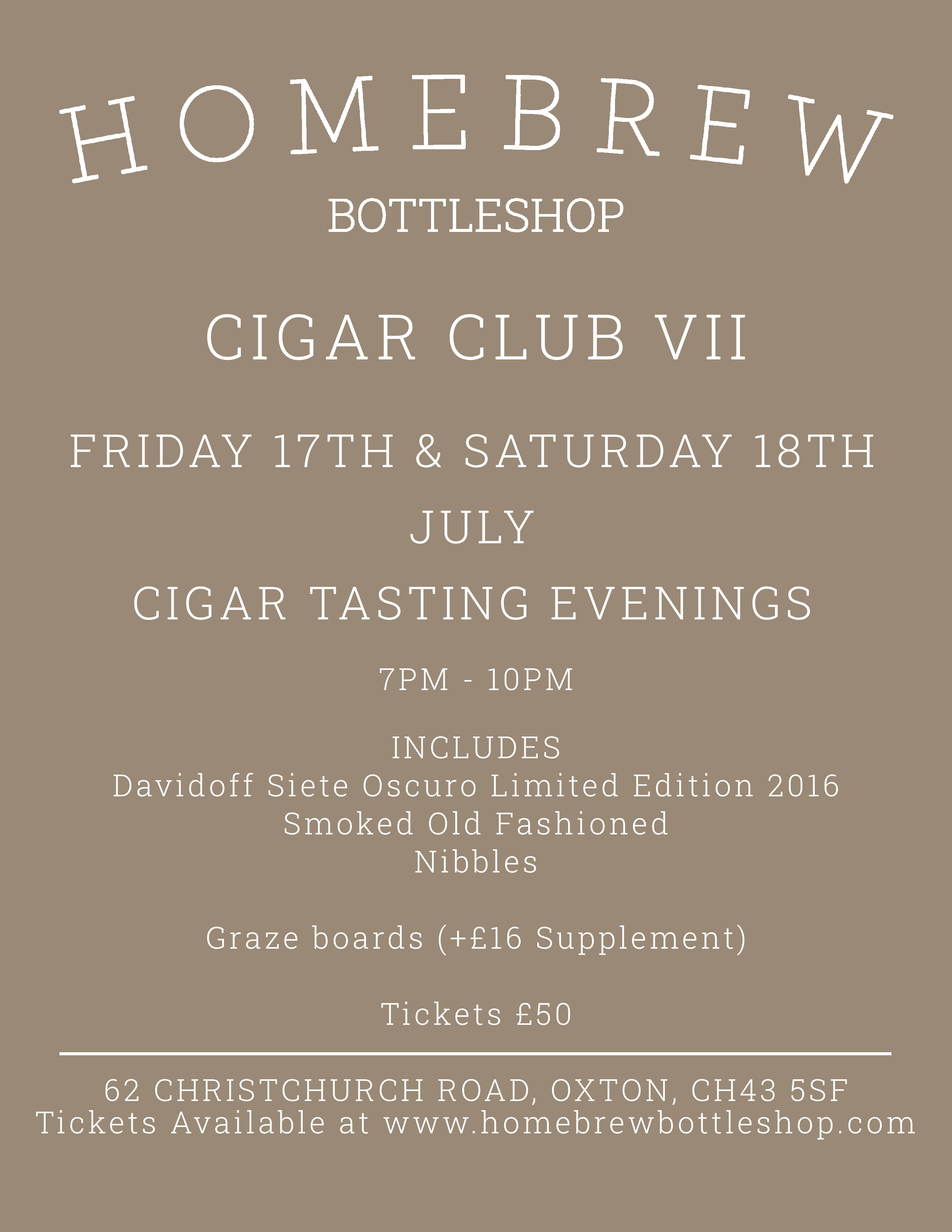 Homebrew Bottleshop Cigar Club VII – July Cigar Tasting Evening