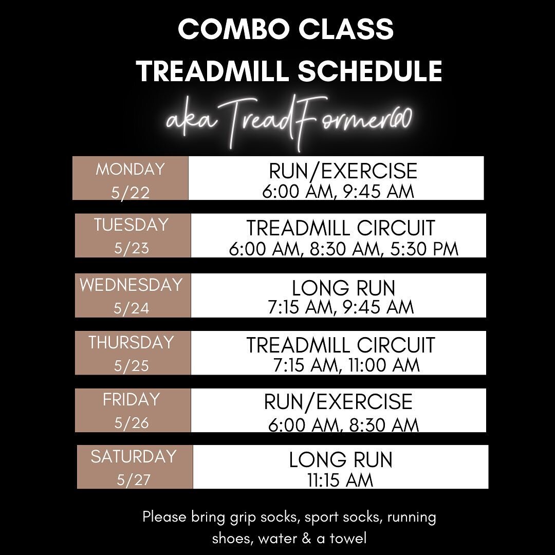 ✨NEW✨

We will start posting two weeks of our Treadmill schedule at a time to help you prebook accordingly 🤍