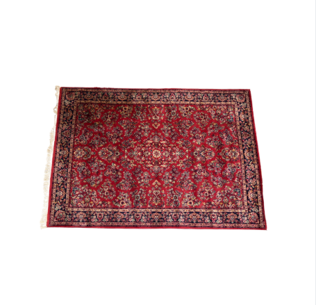 Burgundy Rug with Beige Fringe