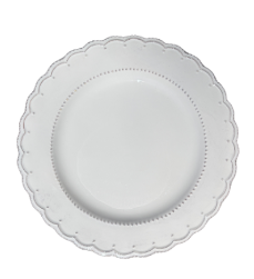 Provence-White Scalloped Stoneware Dinner Plate