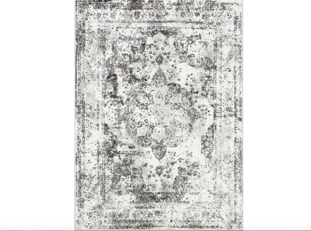 White and Black Patterned Rug 8'x10'