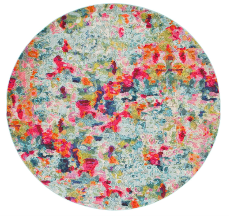 Round Multi Colored Rug 8'
