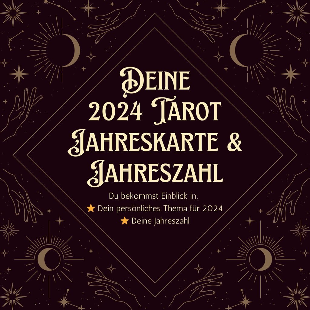 ⭐️Was ist deine Jahreskarte &amp; Jahreszahl 2024!?⭐️

Auch die Jahreskarten f&uuml;r das neue Jahr sind zur&uuml;ck 😍.
Wenn du wissen willst, was dein pers&ouml;nliches Thema f&uuml;r 2024 ist, dann ist die Jahreskarte+Jahreszahl perfekt f&uuml;r d