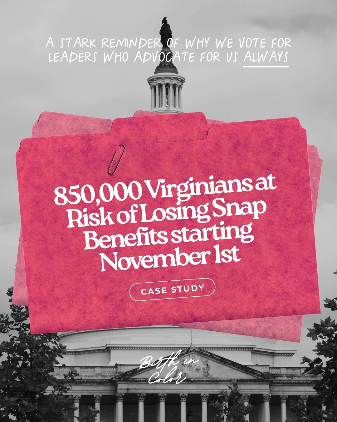 ⚠️ Virginia leaders have 14 days to come up with solutions: 850,000 Virginians at risk of losing SNAP benefits starting November 1st

THE CRISIS
On October 10, USDA warned that SNAP benefits may not be available for November. Unlike Social Security a