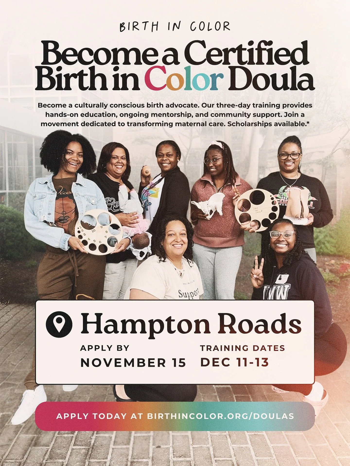 🌈 Hampton Roads, this is for YOU.

Birth in Color advocates for birthing people, families, and babies. With a focus on hands-on care in the Hampton community, we&rsquo;re hosting training next month to ensure doulas are trained right in your area!

