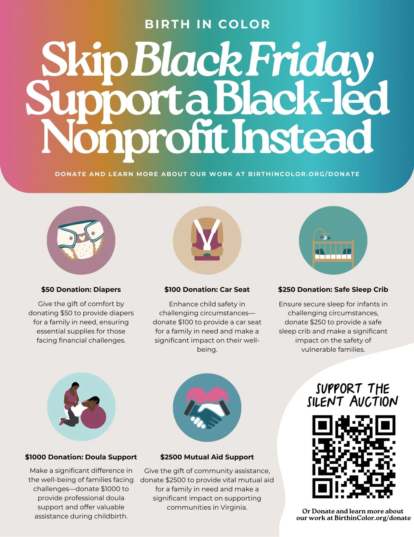 🛍️ SKIP BLACK FRIDAY. SUPPORT A BLACK-LED NONPROFIT INSTEAD.

While big corporations rake in billions today, Black and BIPOC families in Virginia are still fighting for their lives in a broken maternal healthcare system. 

Birth in Color was built B