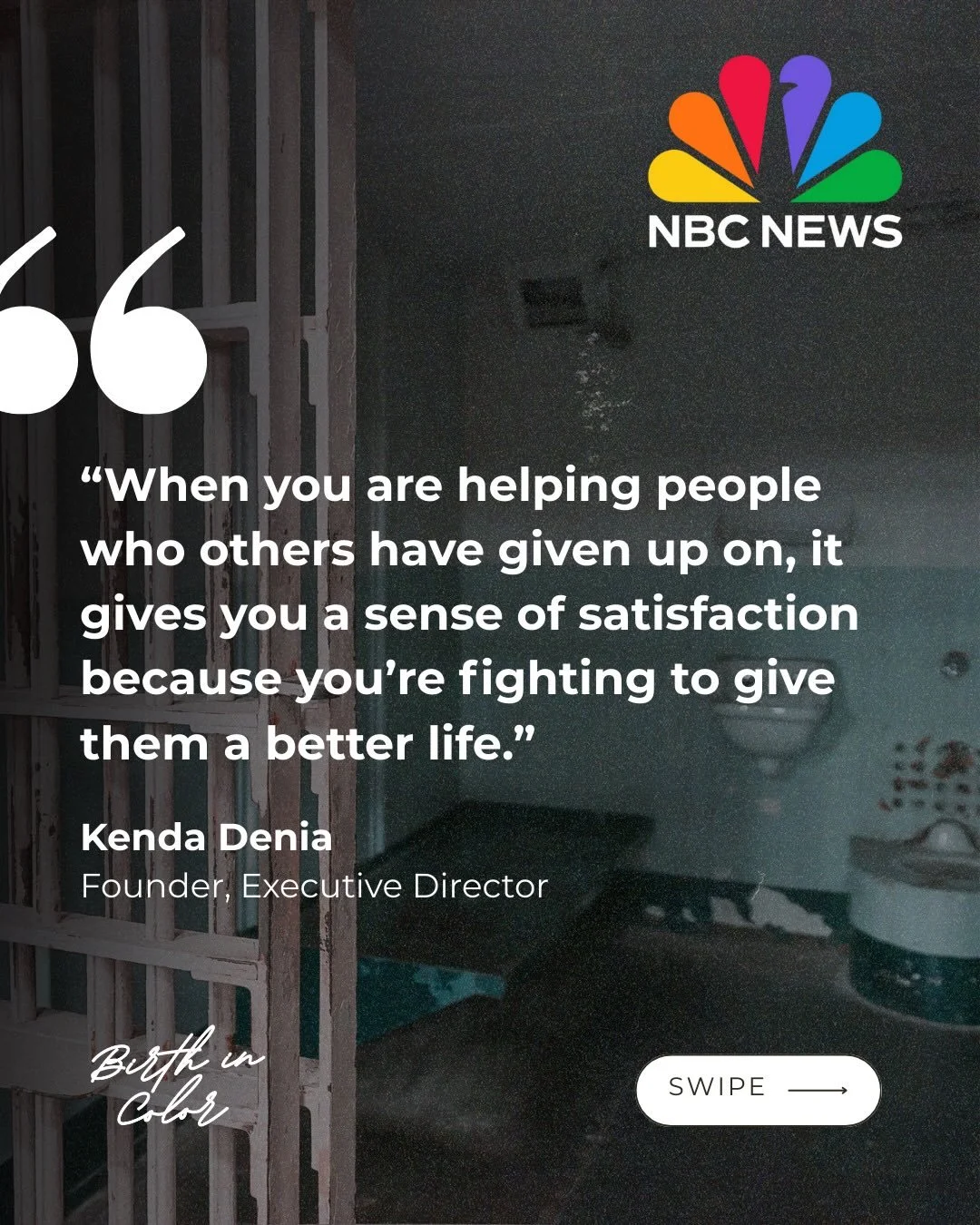 📰 IN THE PRESS: Our Executive Director, Kenda Denia was featured in a national NBC News investigation exposing the crisis of pregnancy behind bars.

Birth in Color provides jail doula support at Arlington County Detention Facility &mdash; one of the