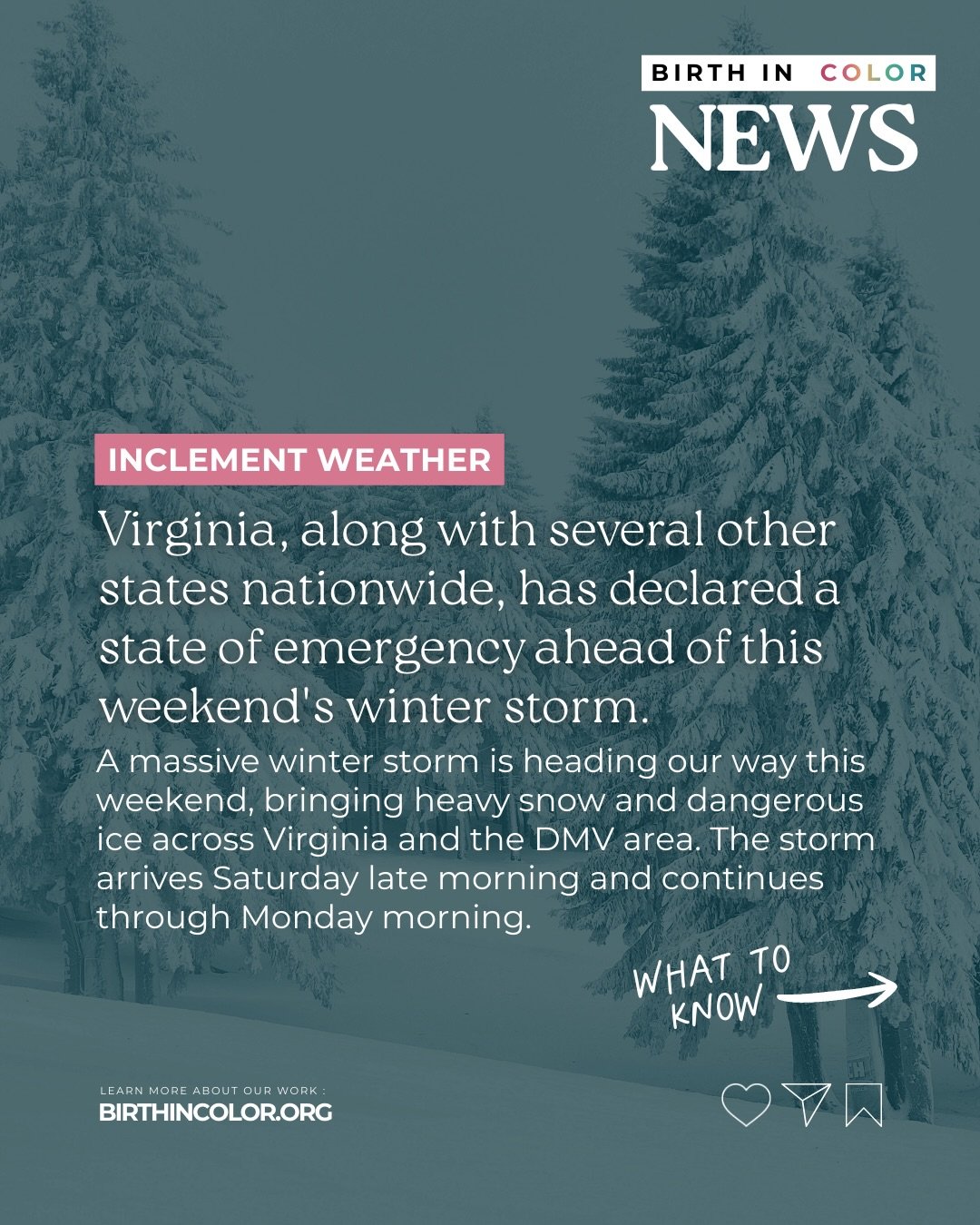 ❄️ A massive winter storm is hitting Virginia this weekend. If you need shelter, warmth, or resources &mdash; we got you.

Swipe through to find warming centers across the state, emergency contacts, and tips to keep your family safe. 💛