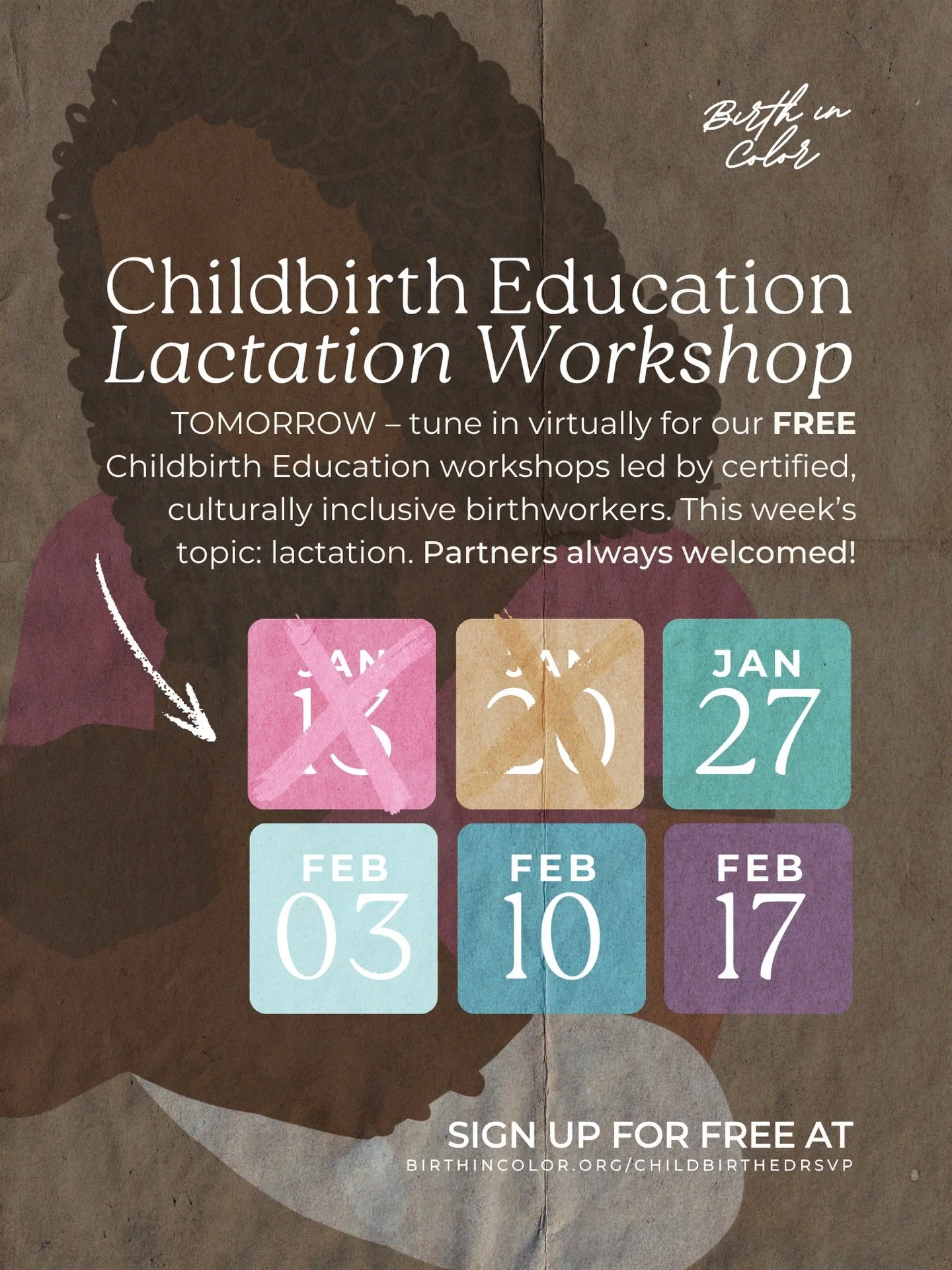 ✨ TOMORROW: FREE Lactation Workshop

Tuesday, January 27
6:30 PM EST | Virtual 💻

Week 3 of our Childbirth Education series focuses on chest/breastfeeding &mdash; led by certified, culturally inclusive birthworkers who got you.

Whether you&rsquo;re