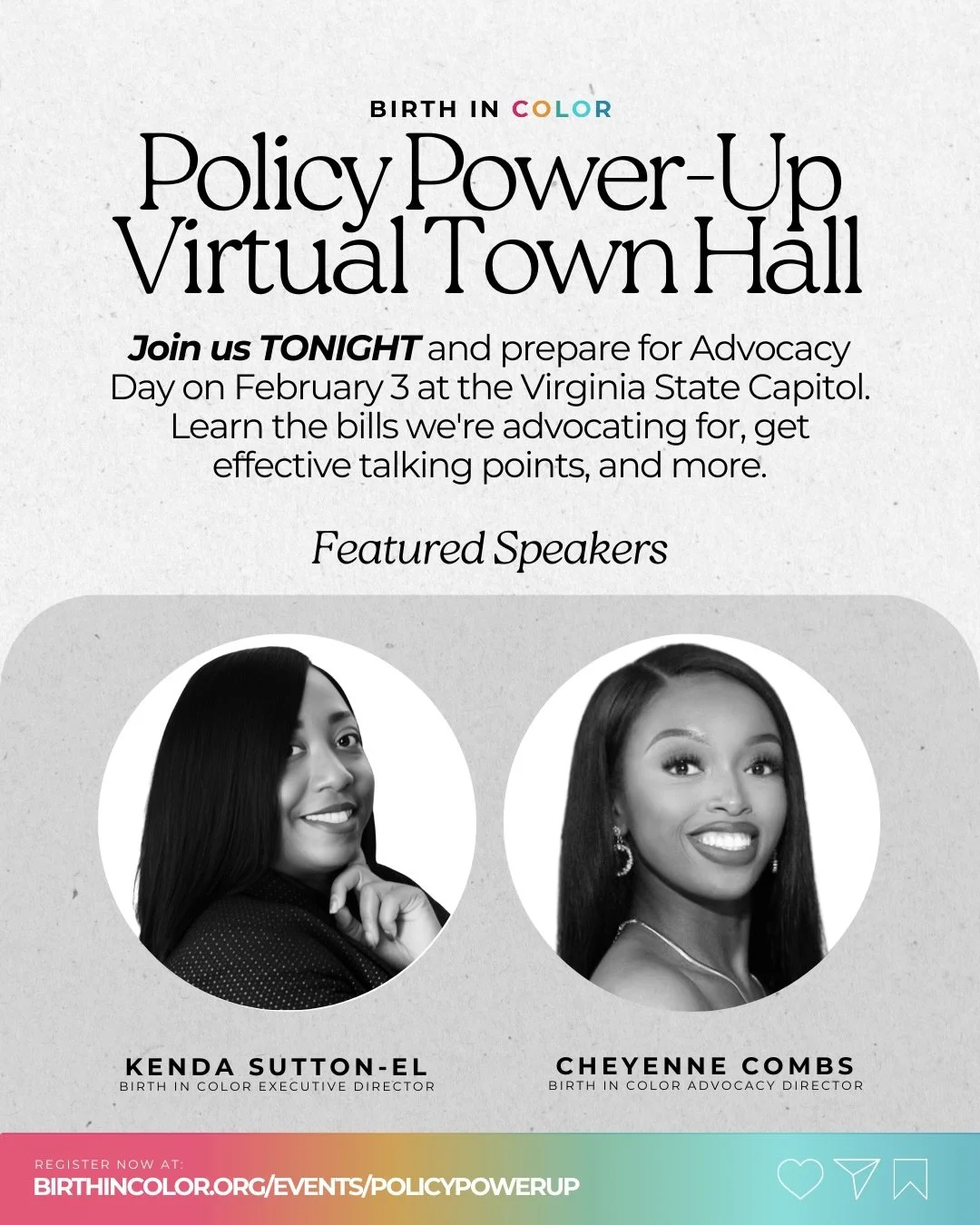 🌈 TONIGHT at 6:30 PM: Policy Power-Up Training

Learn tonight. Act on February 3. Join Kenda Sutton-El &amp; Cheyenne Combs for FREE virtual training on the bills we&rsquo;re fighting for and how to advocate effectively.

TODAY: Training at 6:30 PM 