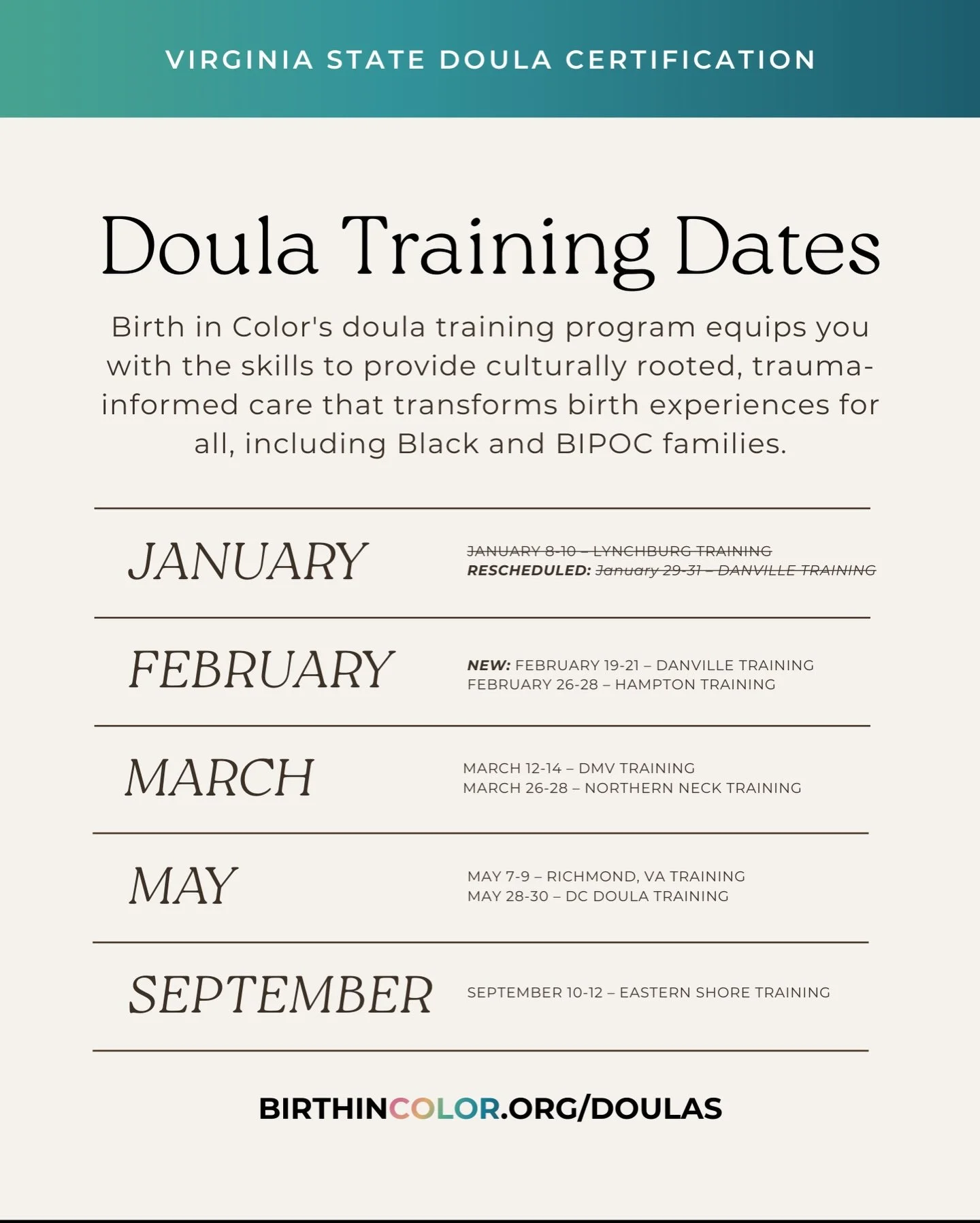 ✨ ICYMI: @birthincolor&rsquo;s 2026 Doula Training registration is open for applications across Virginia, DC, and the DMV!!!

Whether you&rsquo;re exploring birth work for the first time or a healthcare professional wanting to deepen your skills, our