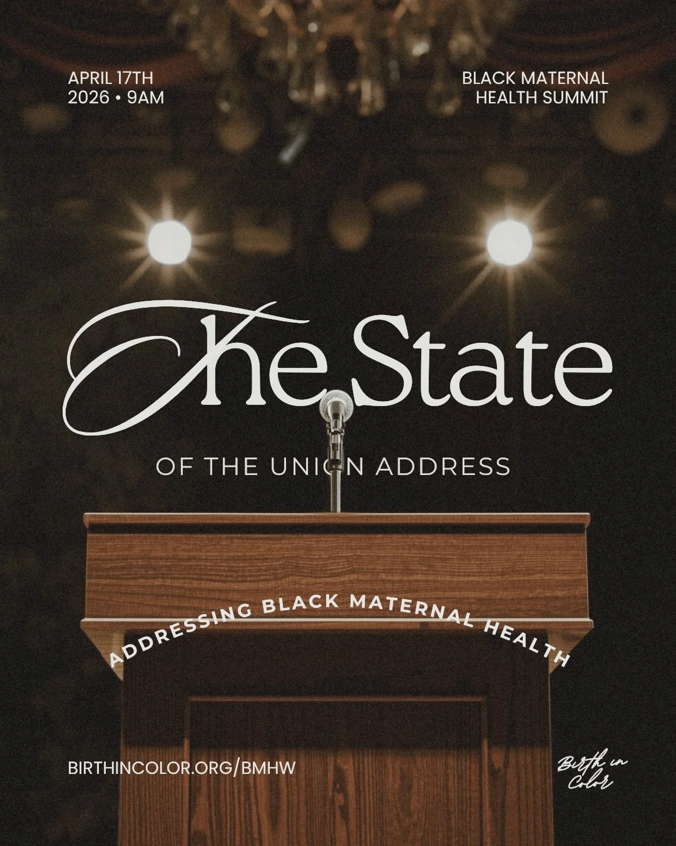 🇺🇸 WE THE PEOPLE ARE TAKING THE PODIUM

April 17, 2026 | U-Turn of Richmond 🎟️ Get tickets: http://birthincolor.org/bmhw

This is a national emergency.

Black birthing people are dying at 3x the rate of white birthing people. 

Preeclampsia. Hemor