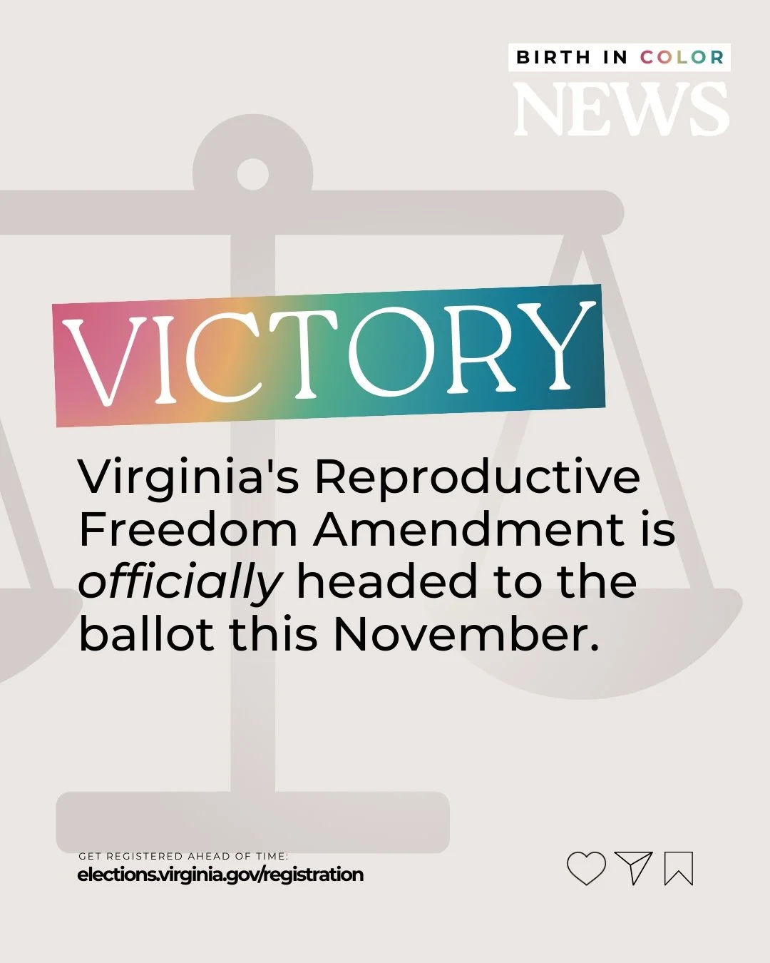 📢 ICYMI: Virginia&rsquo;s Reproductive Freedom Amendment is officially headed to the ballot! Governor Spanberger signed it into motion today &mdash; and this November, YOU get to vote YES to protect prenatal care, childbirth, postpartum care, birth 