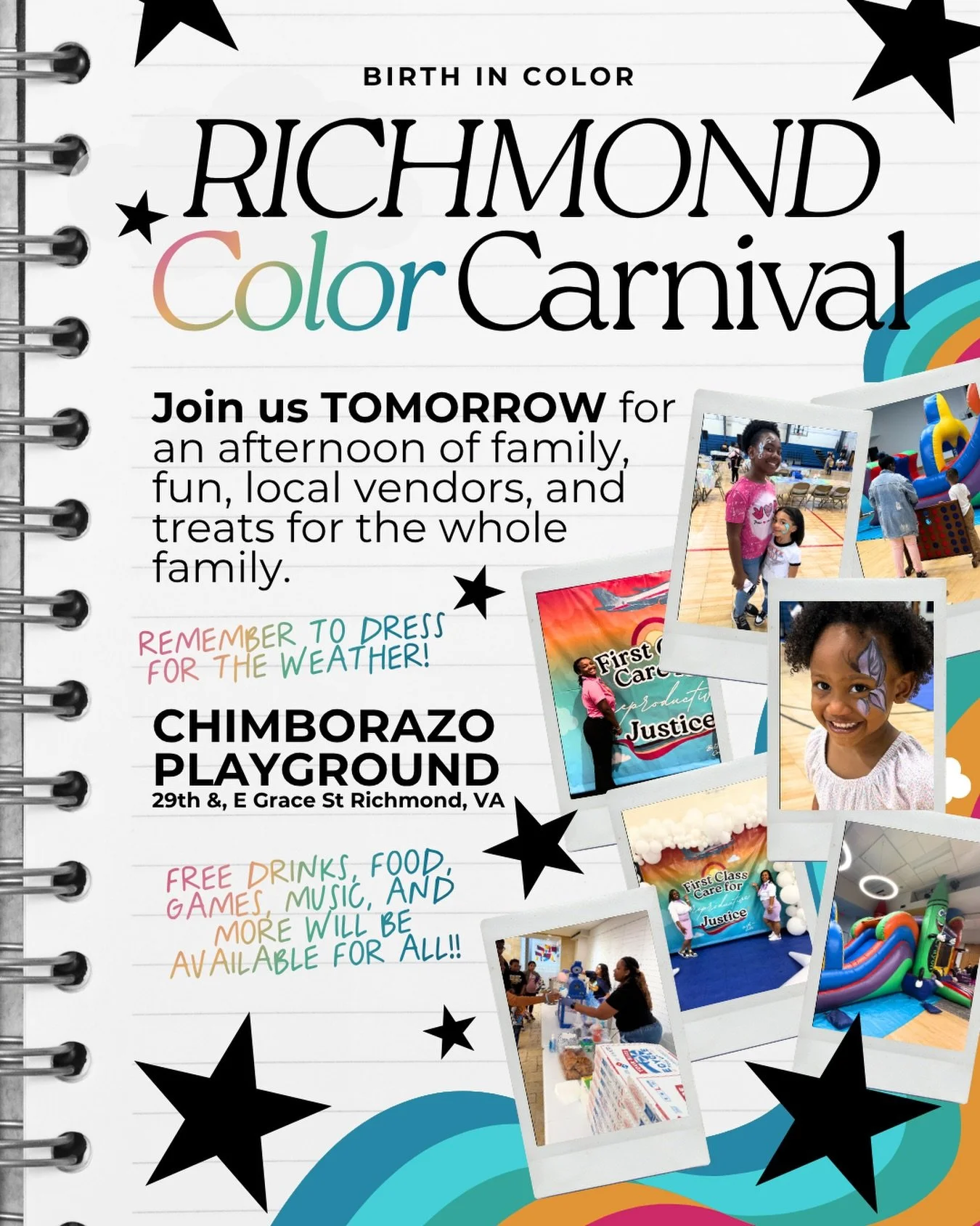 ✨ RICHMOND COLOR CARNIVAL IS TOMORROW!

🗓️ Tomorrow
📍 Chimborazo Playground, 29th &amp;, E Grace St Richmond, VA

FREE EVENT &mdash; No RSVP needed: 
🔗 http://birthincolor.org/colorcarnival

Did you sign up for bundles? Come grab yours while you&r