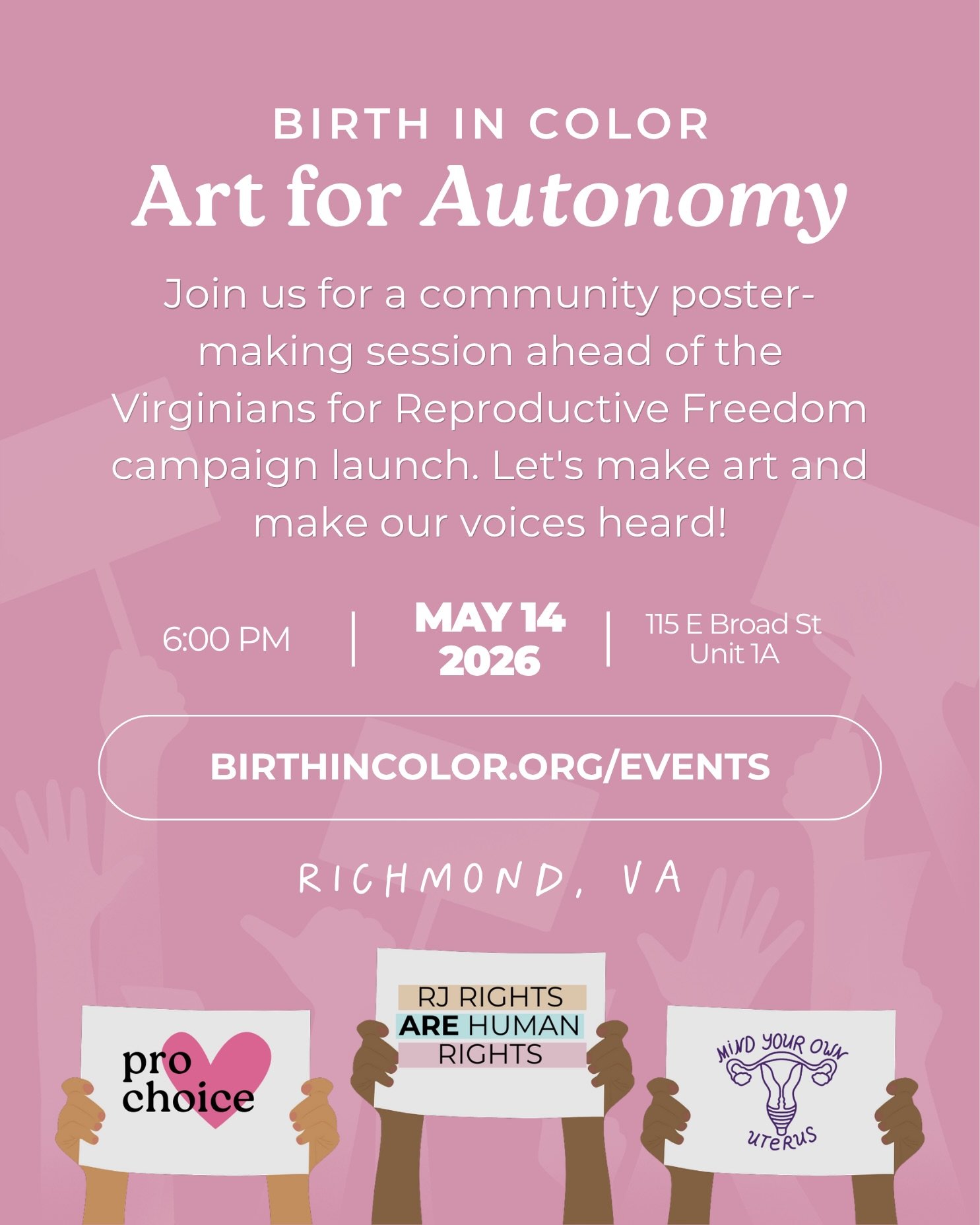 ✨ TWO incredible advocacy events coming up this week! 

🎨 Art for Autonomy
THIS THURSDAY&nbsp;&bull;&nbsp;Make posters, make community, make noise. We&rsquo;re getting creative ahead of the Virginians for Reproductive Freedom campaign launch. 

🗓️ 