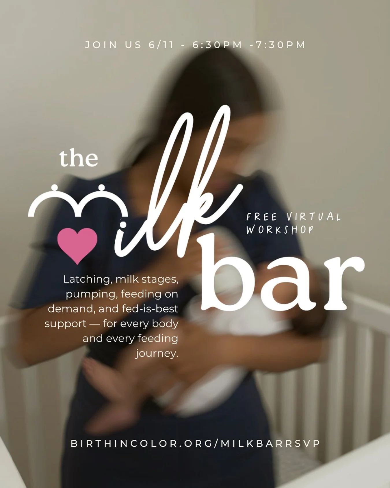 🍼🩵 Whether you&rsquo;re planning to chest/breastfeed, pump, use donor milk, formula, or a combo &mdash; this free workshop is for YOU.

🗓️ THURSDAY, JUNE 11
🕡 6:30 &ndash; 7:30 PM
🔗 RSVP: https://birthincolor.org/milkbarrsvp

THE MILK BAR is Bir