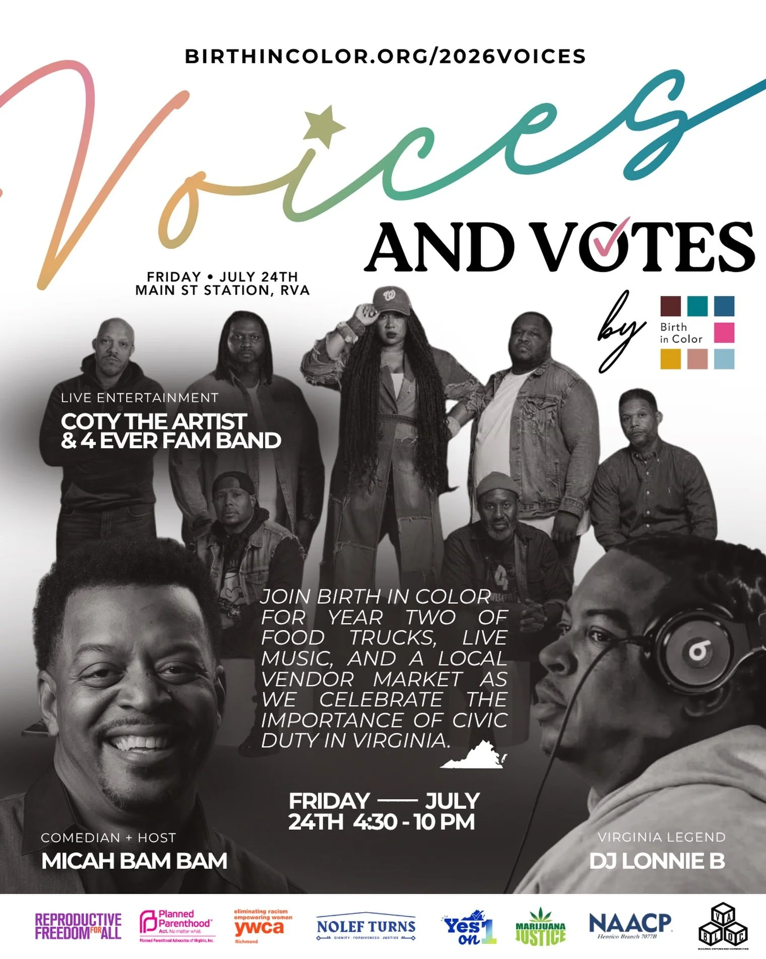 Talk about a line up! 👏🏽&nbsp;&nbsp;We are so honored to celebrate our voices with some of our favorites! 🥹

FEATURING, of course:
🎵&nbsp;@coty_theartist&nbsp;&amp;&nbsp;@4everfamband
🎤&nbsp;@comedianbamm&nbsp;(comedian + host)
🎧&nbsp;@djlonnie