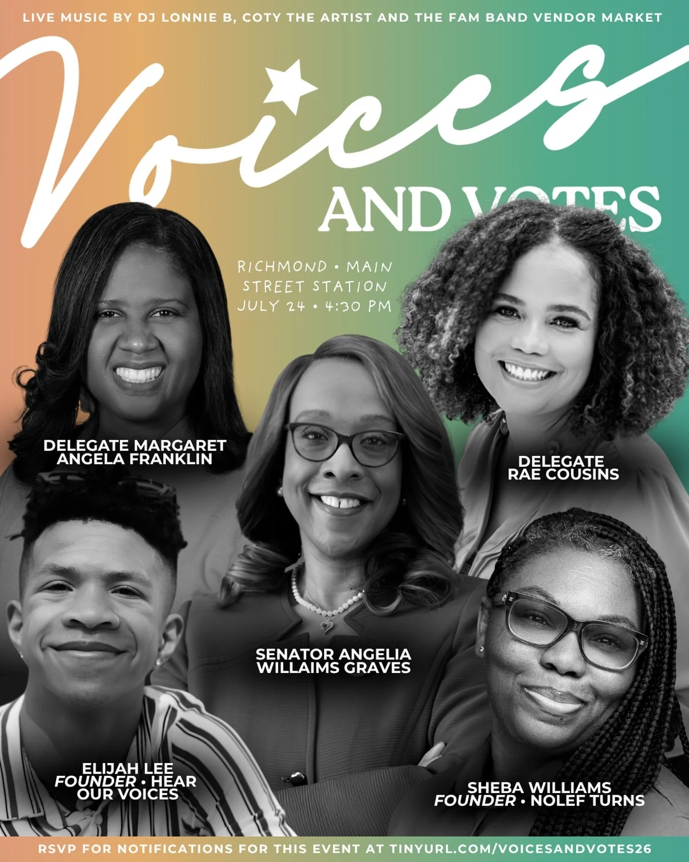 🎤 MEET YOUR SPEAKERS FOR VOICES AND VOTES &bull;&nbsp;7/24! 

🔗 RSVP: https://tinyurl.com/voicesandvotes26 

We&rsquo;re bringing together powerhouse leaders who are shaping VA &mdash; here are just a few of them: 

⭐️ 𝗦𝗘𝗡𝗔𝗧𝗢𝗥 𝗔𝗡𝗚𝗘𝗟𝗜𝗔