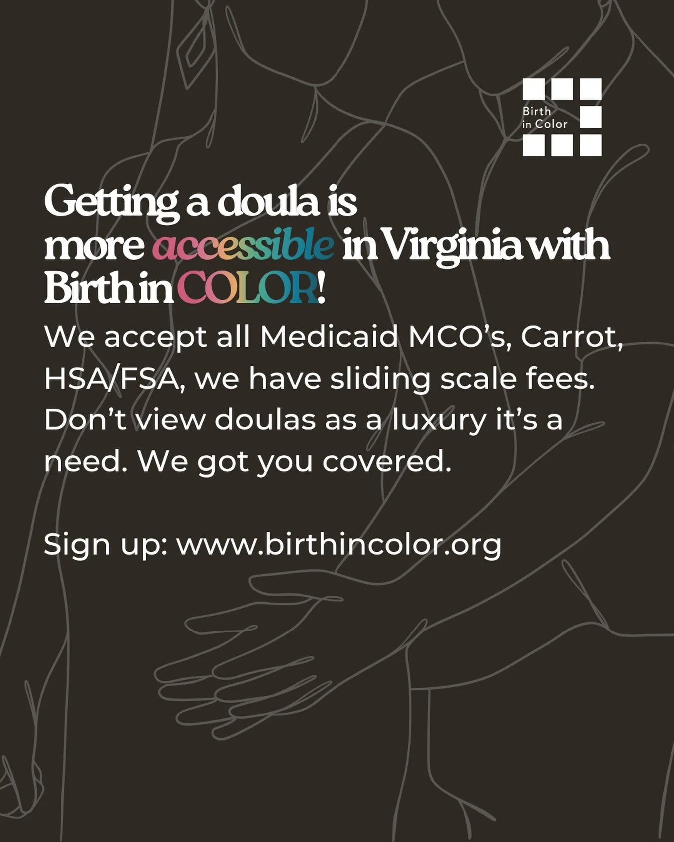 Are you in need of a doula? Are you worried about the cost? Don&rsquo;t!! Birth in color has you covered. Sign up: www.birthincolor.org
