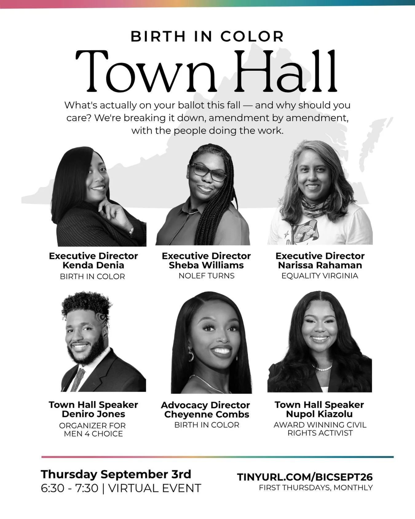 Do you 𝙖𝙘𝙩𝙪𝙖𝙡𝙡𝙮 know what&rsquo;s on your ballot this fall?

Most Virginians don&rsquo;t. 

On September 3rd, five people who&rsquo;ve spent years in this fight sit down and break things down for you virtually.

Join us as we talk amendments,
