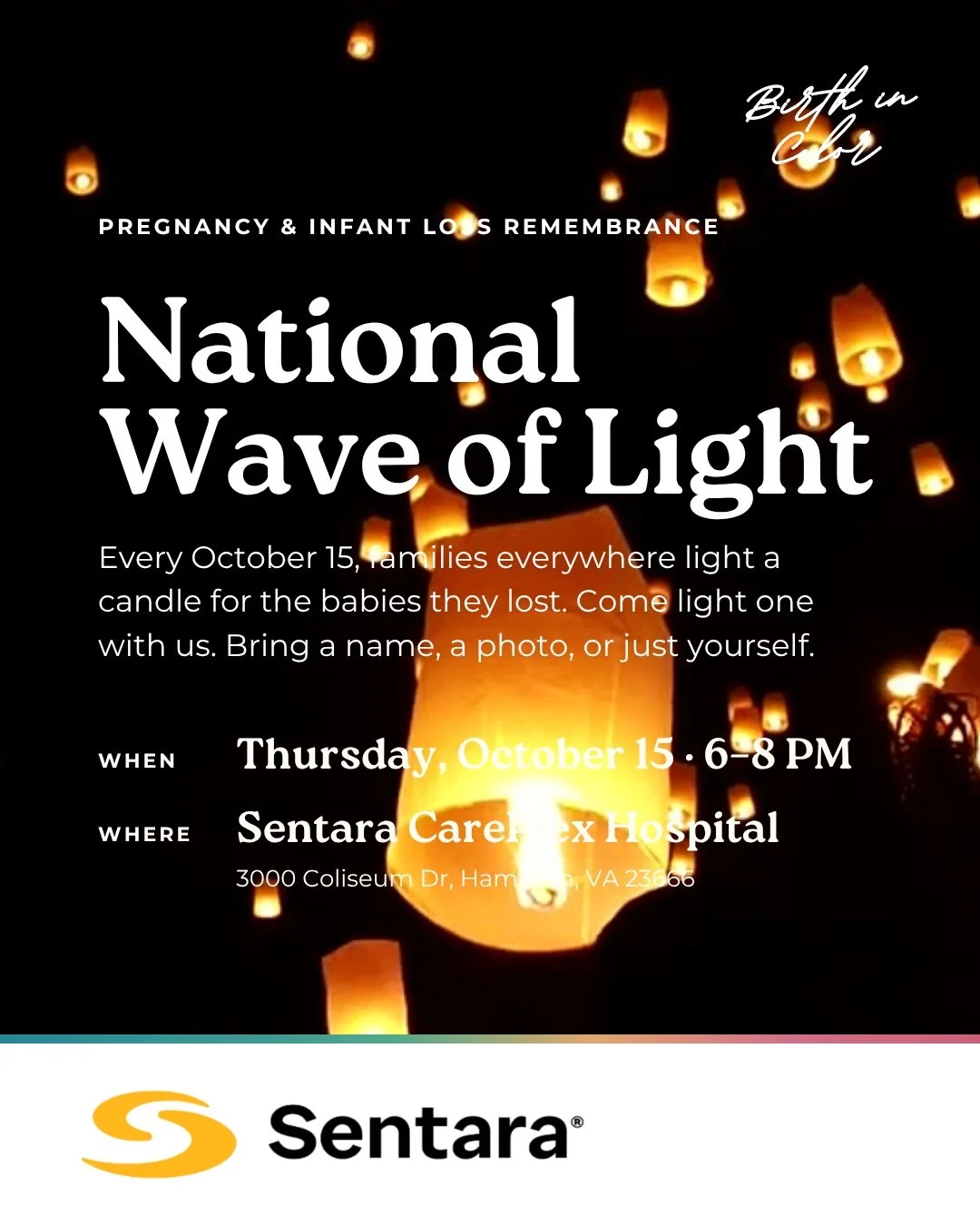 This Thursday! ✨

Join us and our community of birth workers and advocates for an evening of community and light on October 15. 

Bring a name, a photo, or just yourself.🪽

RSVP: 
https://birthincolor.org/events