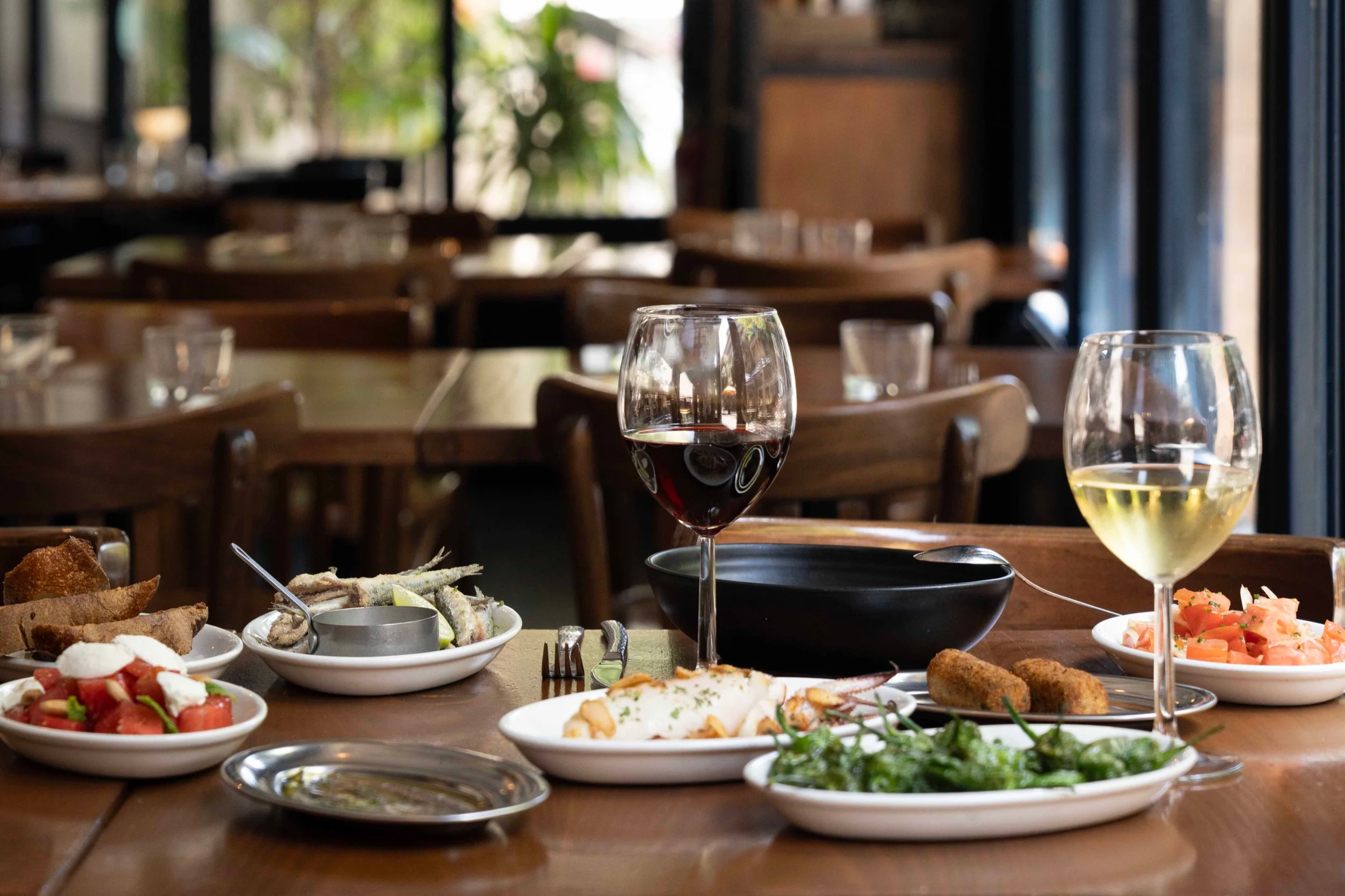 Dining at a restaurant in Barcelona