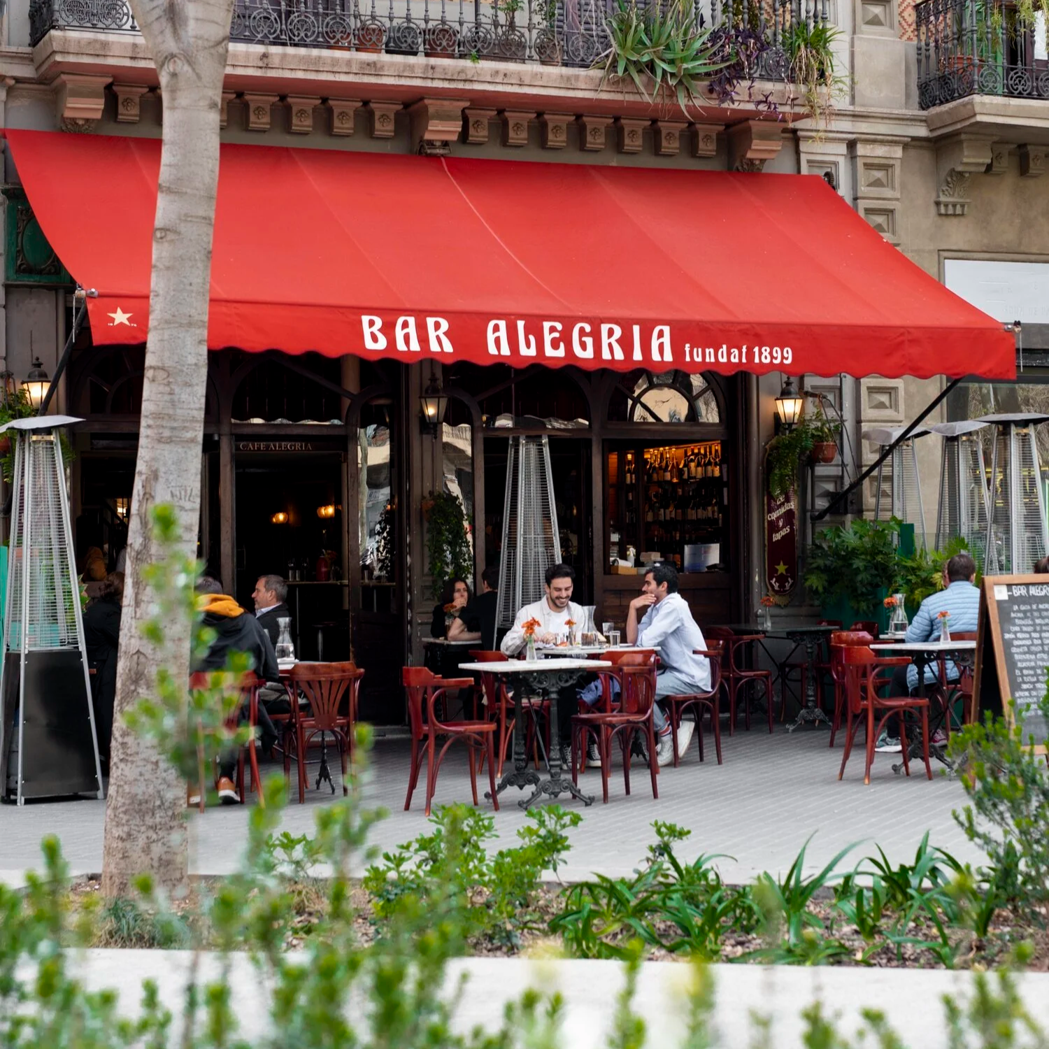 Restaurant terrace near one of Barcelona’s main attractions