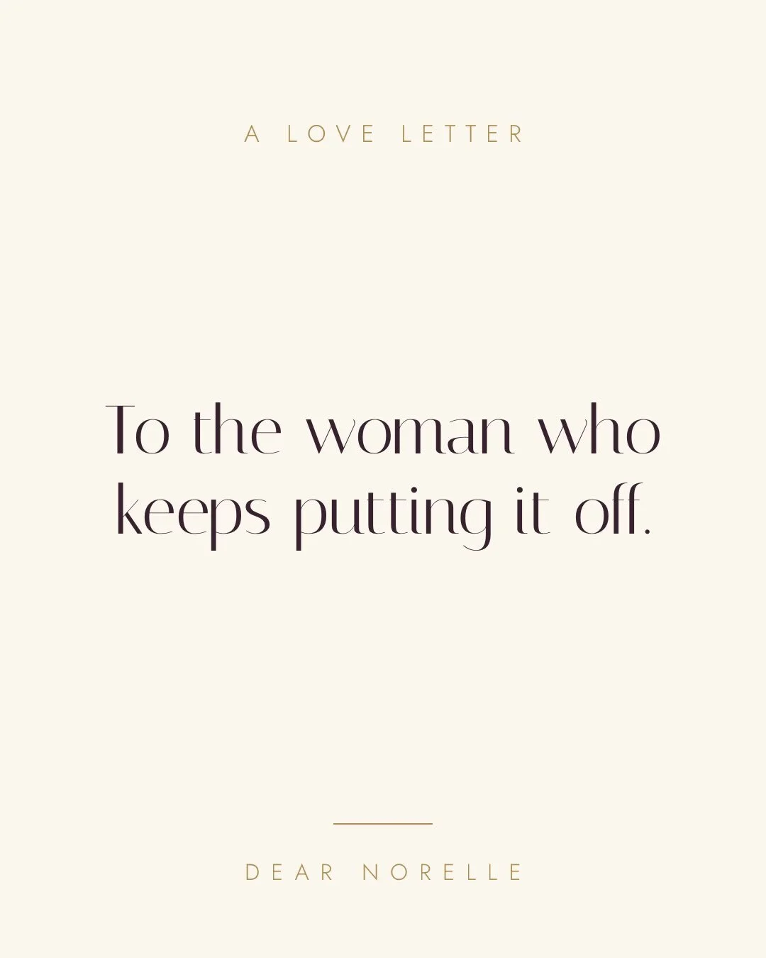 To the woman who keeps putting it off &mdash; this one is for you.🤍 Save this for the next time you catch yourself saying &ldquo;maybe next year.&rdquo; We keep waiting for things to be, &ldquo;perfect,&rdquo; but I&rsquo;m going to give you big sis